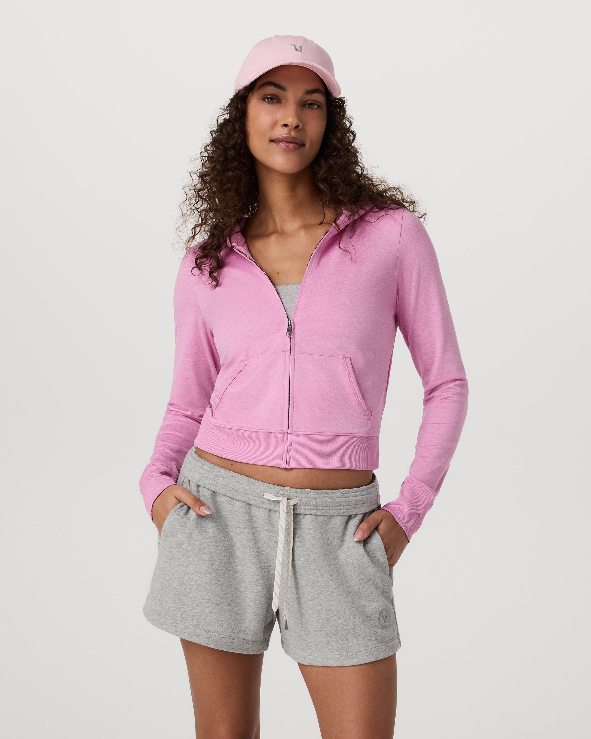 Halo Mini Full Zip Hoodie | Azalea Pink Heather