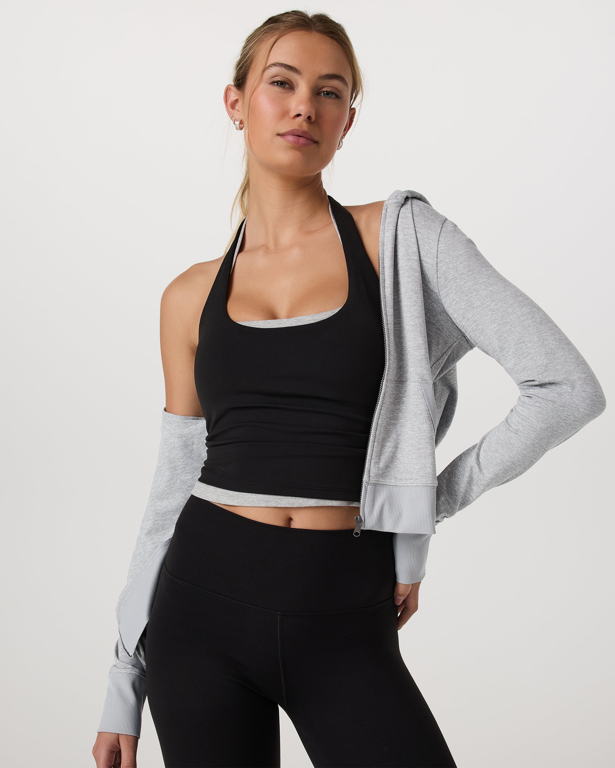 Halo Mini Full Zip Hoodie | Pale Grey Heather