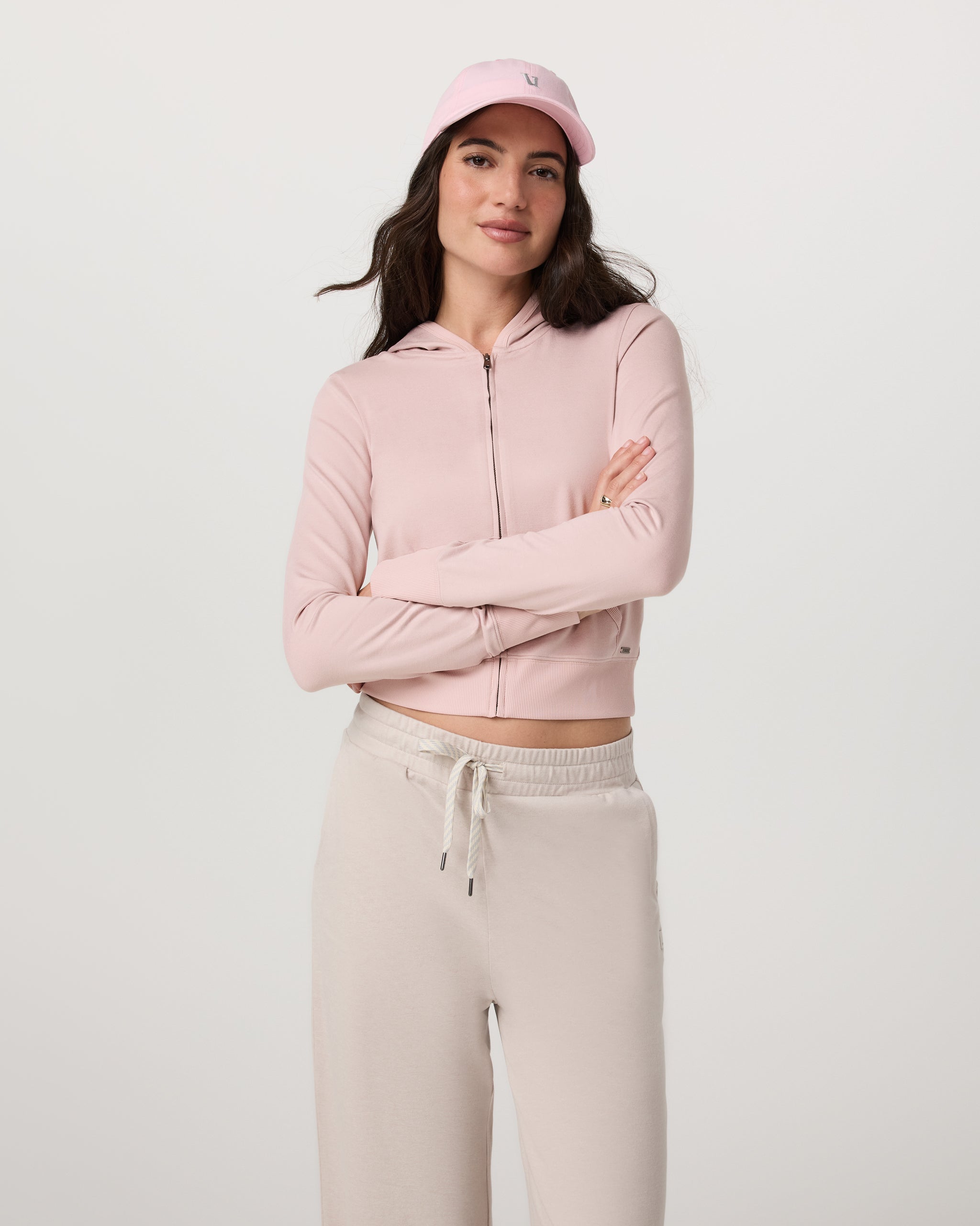 Halo Mini Full Zip Hoodie | Vintage Rose Heather