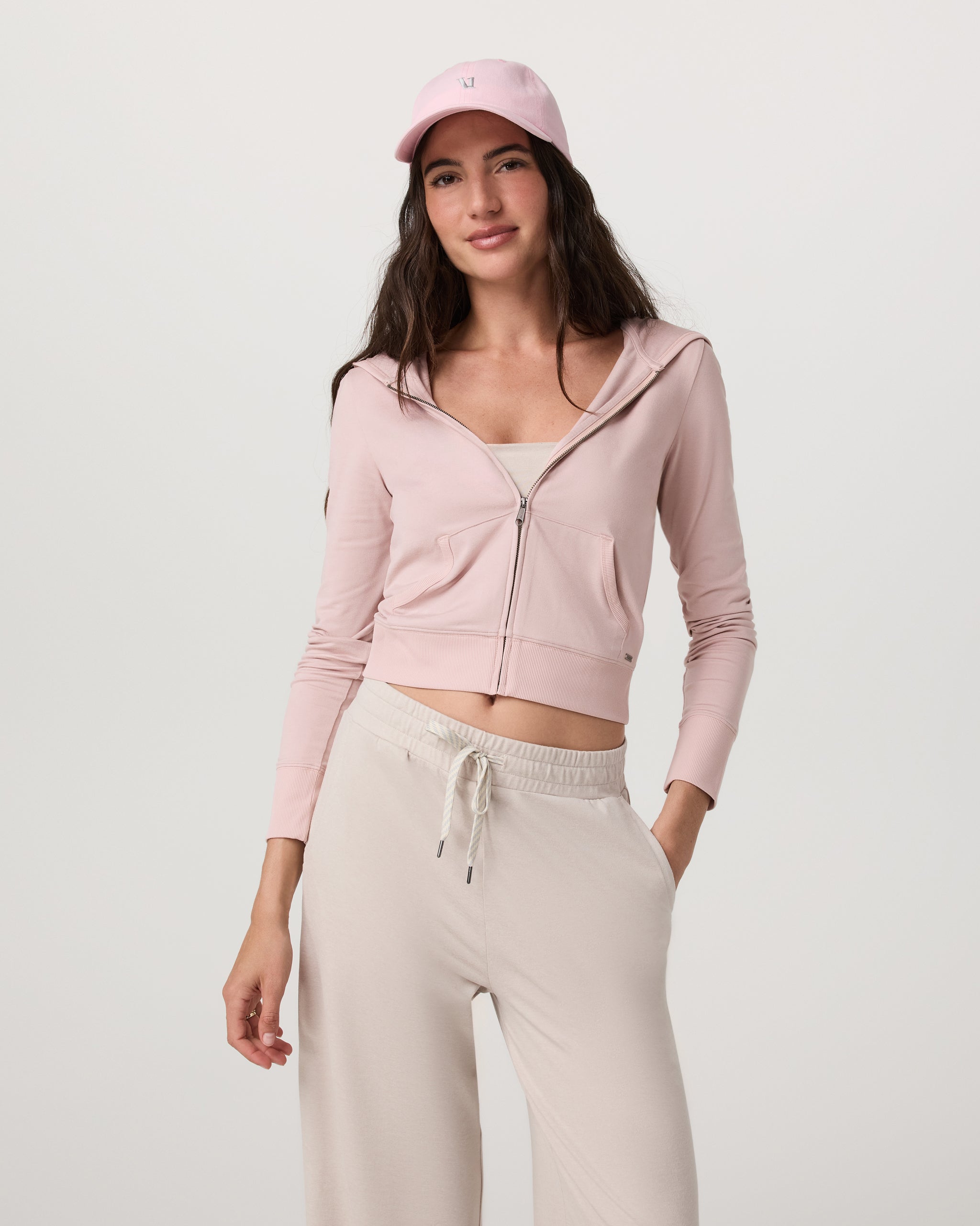 Halo Mini Full Zip Hoodie | Vintage Rose Heather