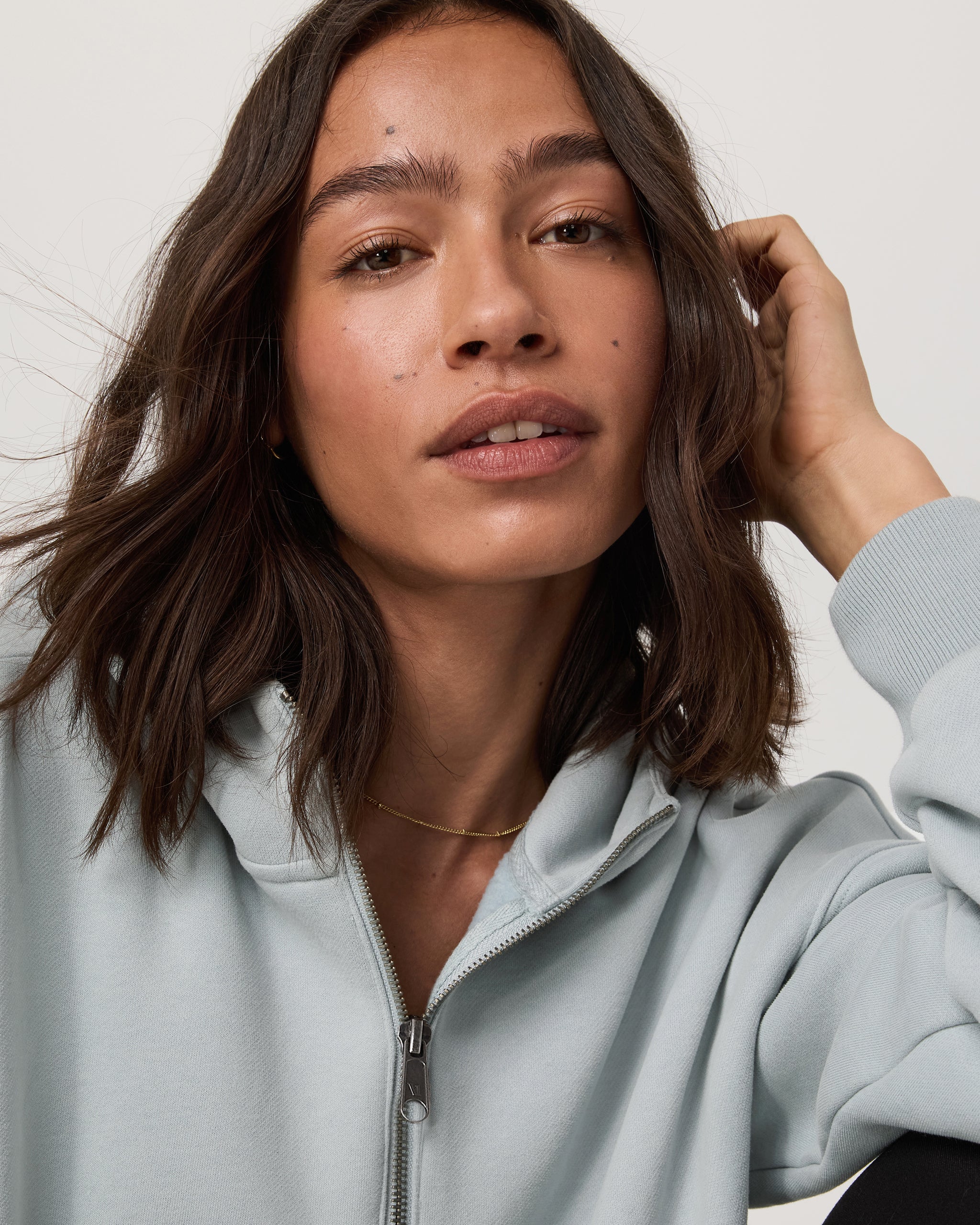Restore Relaxed Half Zip Hoodie | Blue Haze