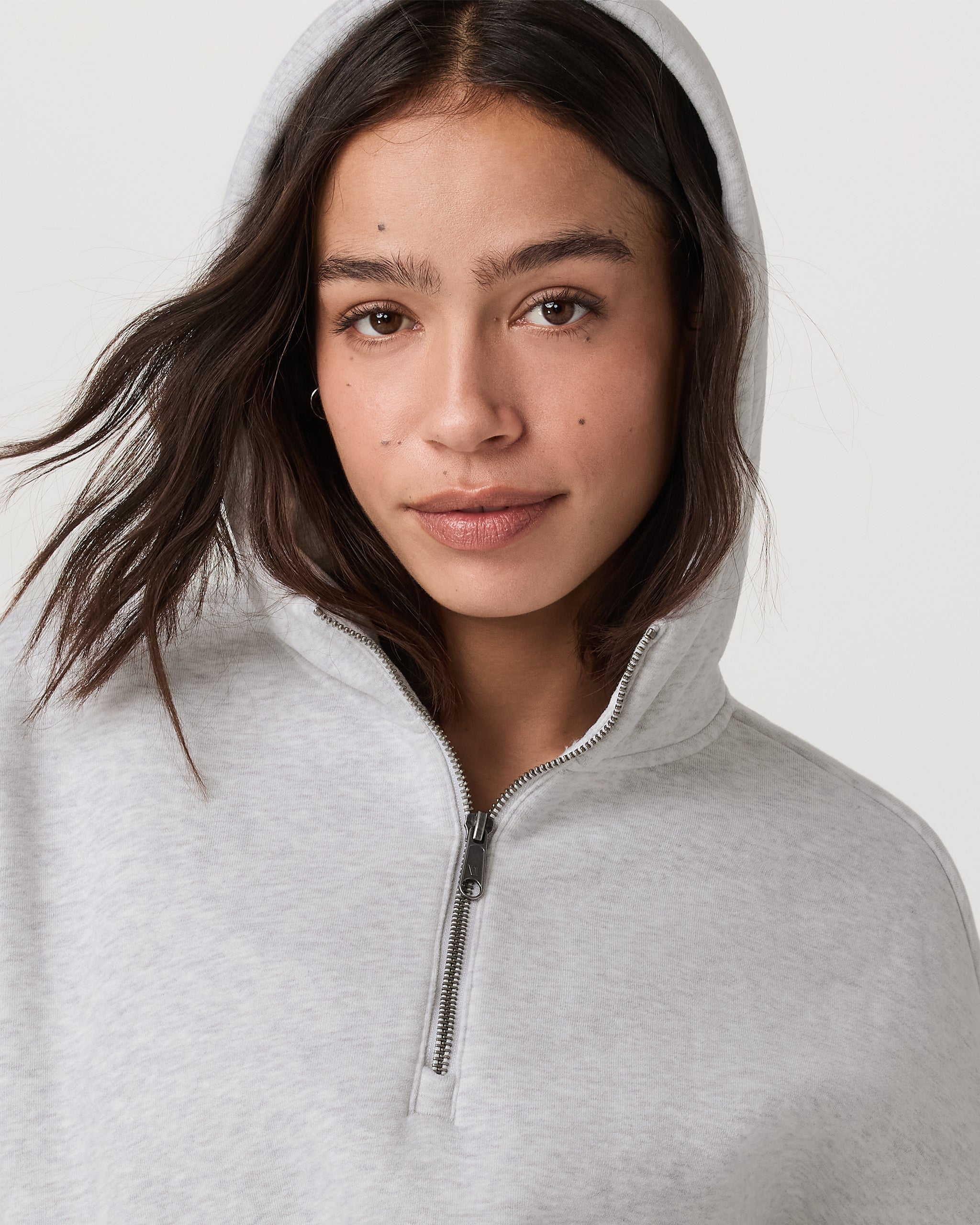 Restore Relaxed Half Zip Hoodie | Pale Grey Heather