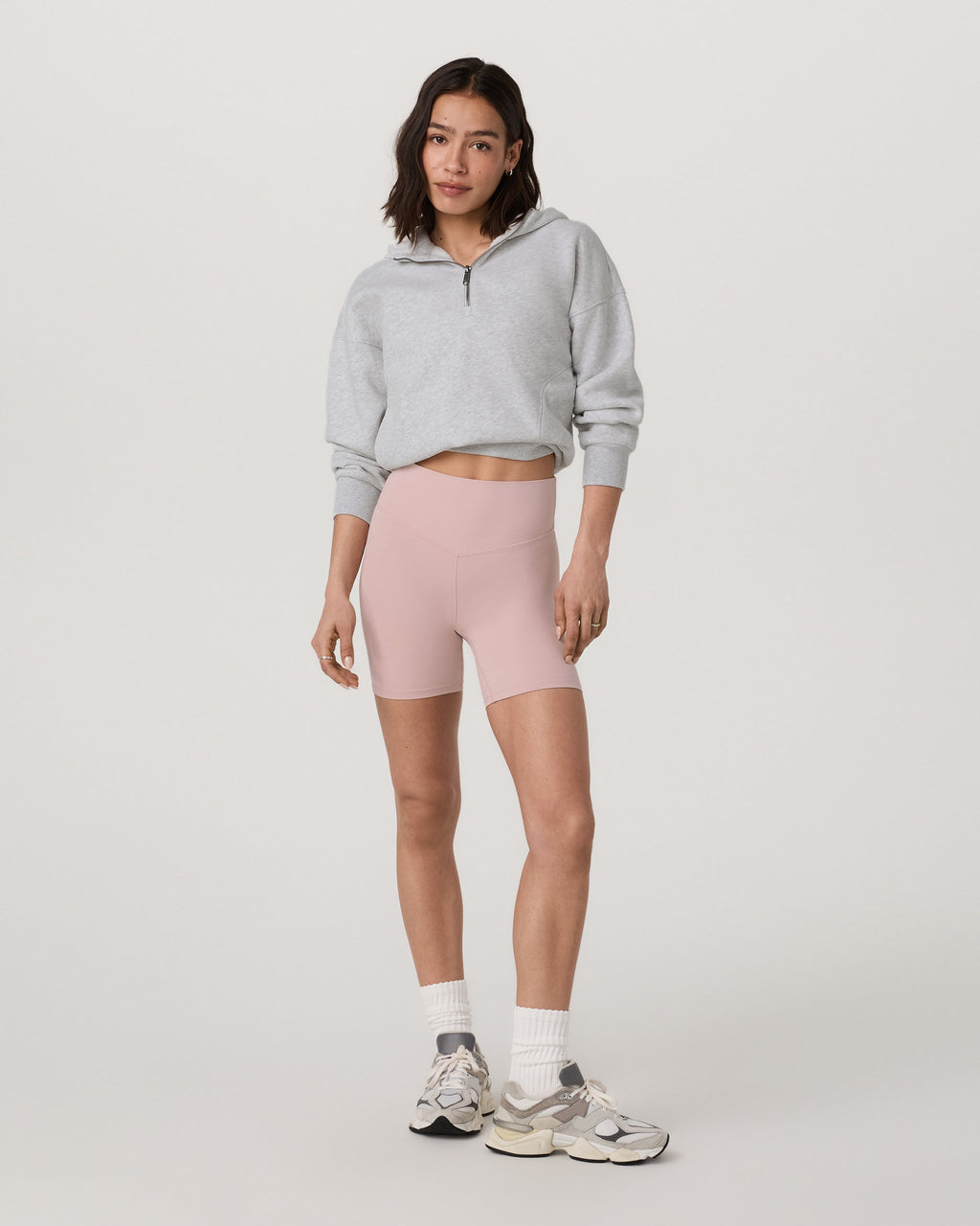 Restore Relaxed Half Zip Hoodie | Pale Grey Heather