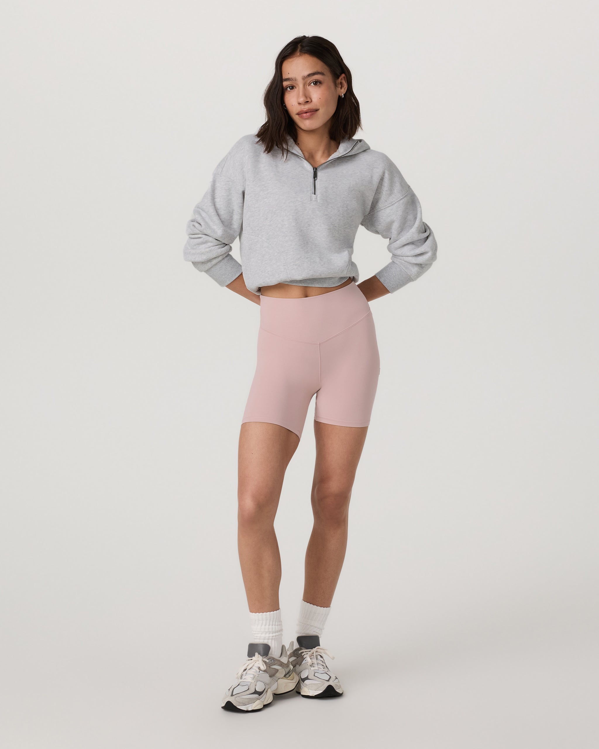Restore Relaxed Half Zip Hoodie | Pale Grey Heather