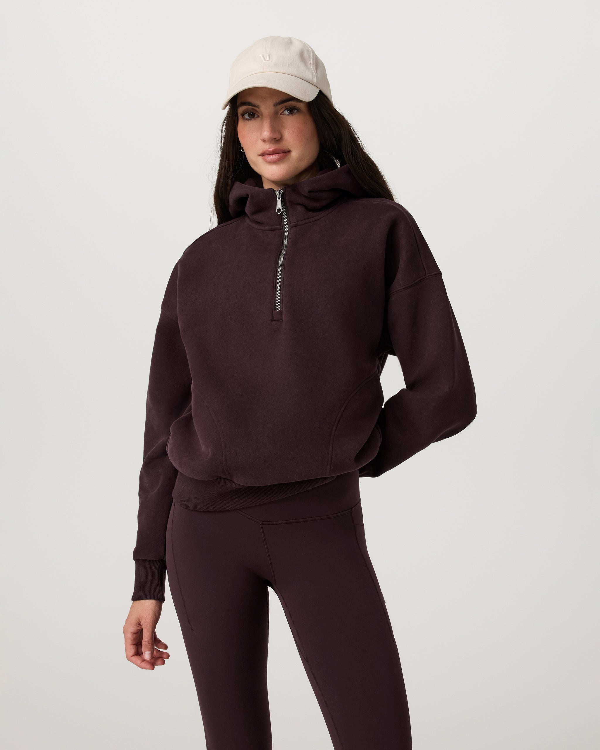 Restore Relaxed Half Zip Hoodie | Raisin