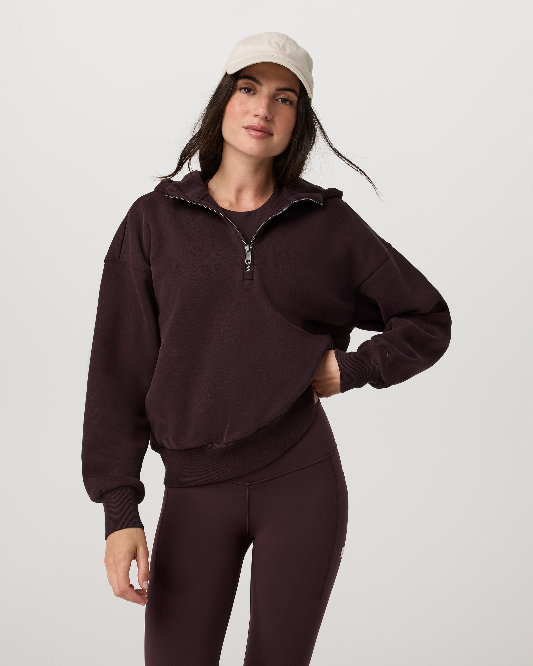 Restore Relaxed Half Zip Hoodie | Raisin