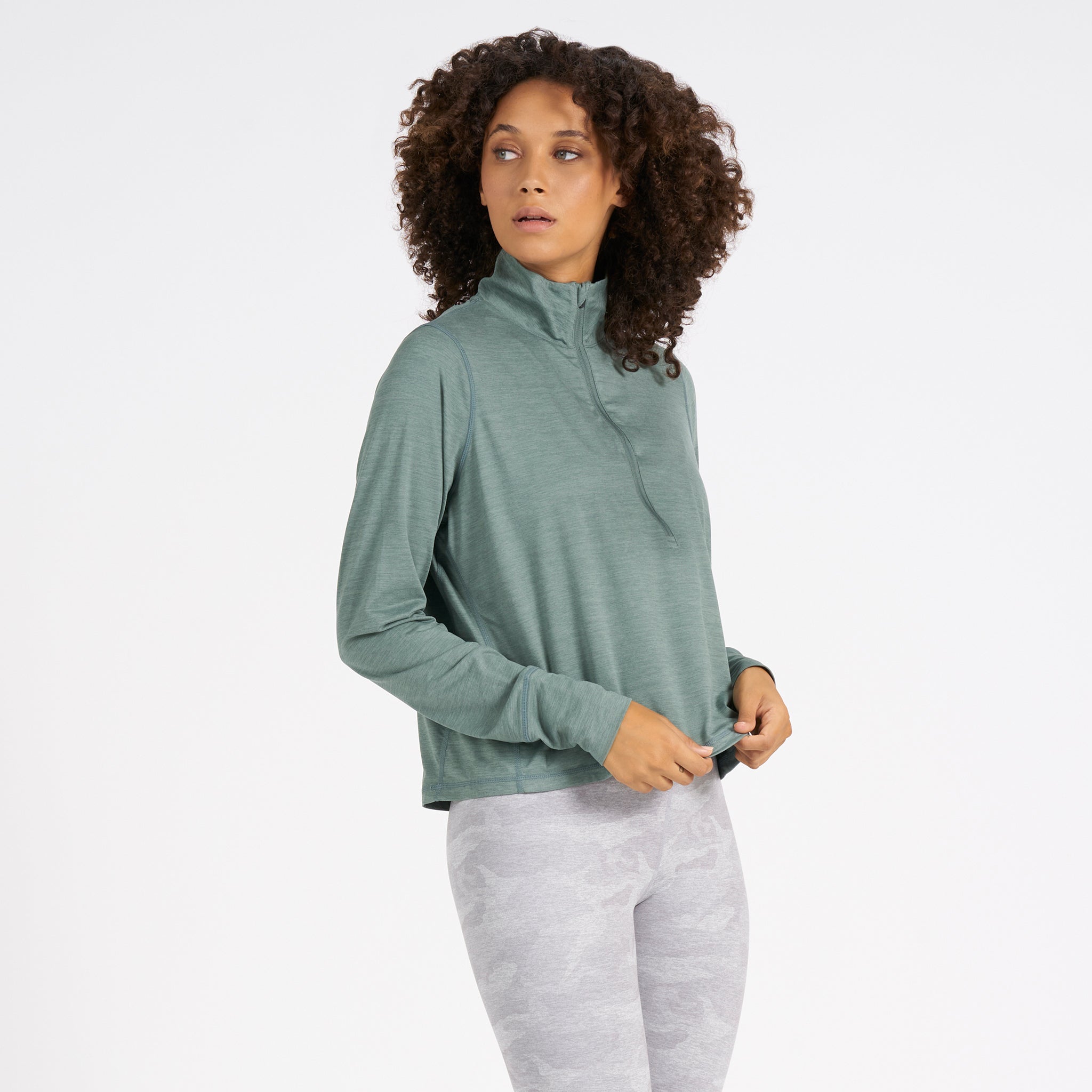 Crescent Half Zip | Kelp Heather