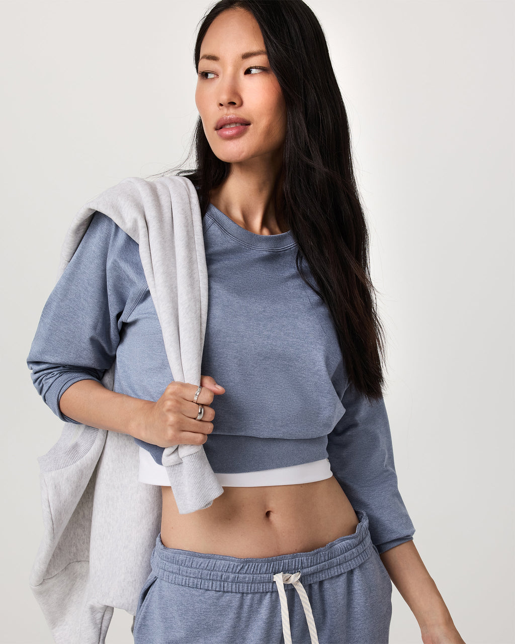 Long Sleeve Halo Crew | Blue Heron Heather