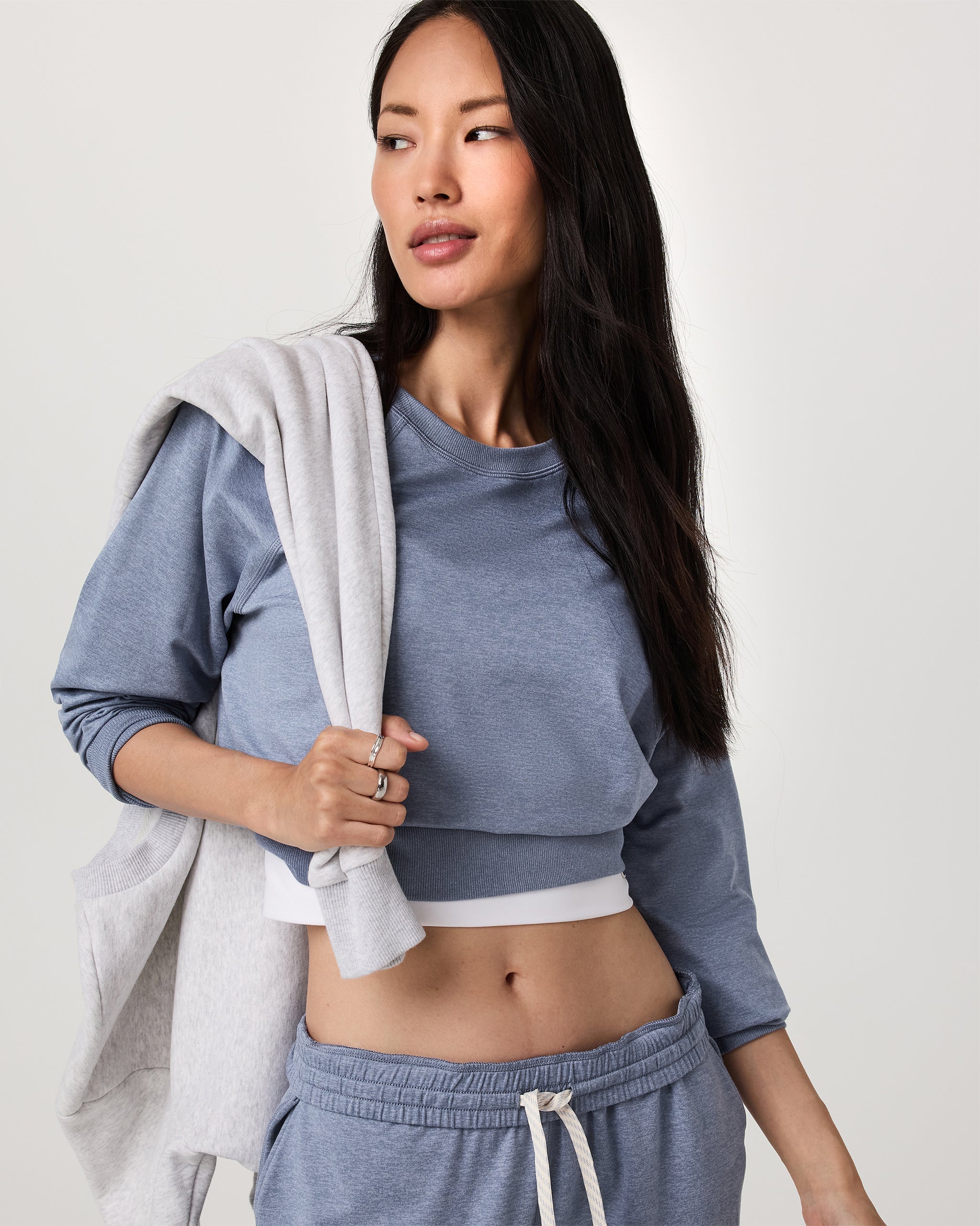 Long Sleeve Halo Crew | Blue Heron Heather