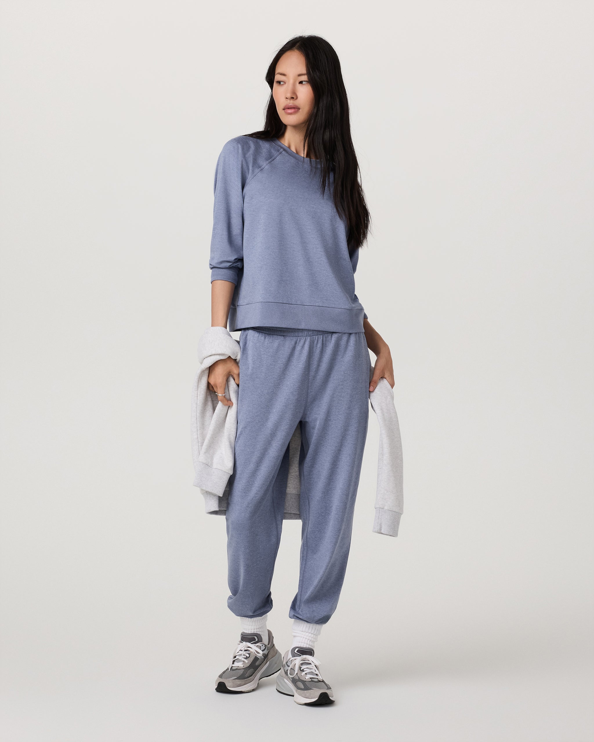 Long Sleeve Halo Crew | Blue Heron Heather
