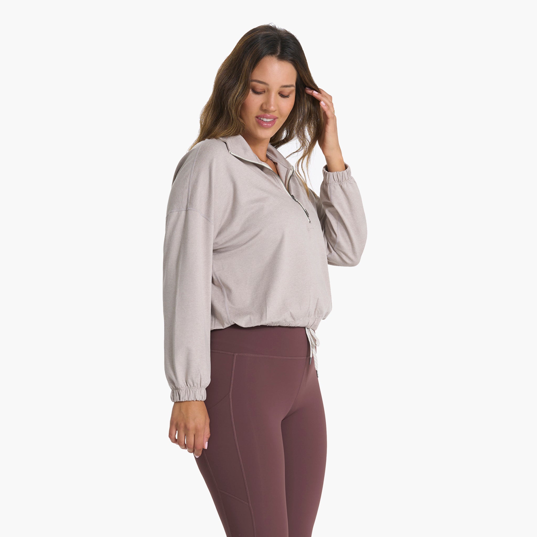 Halo Relaxed Half Zip | Oyster Heather