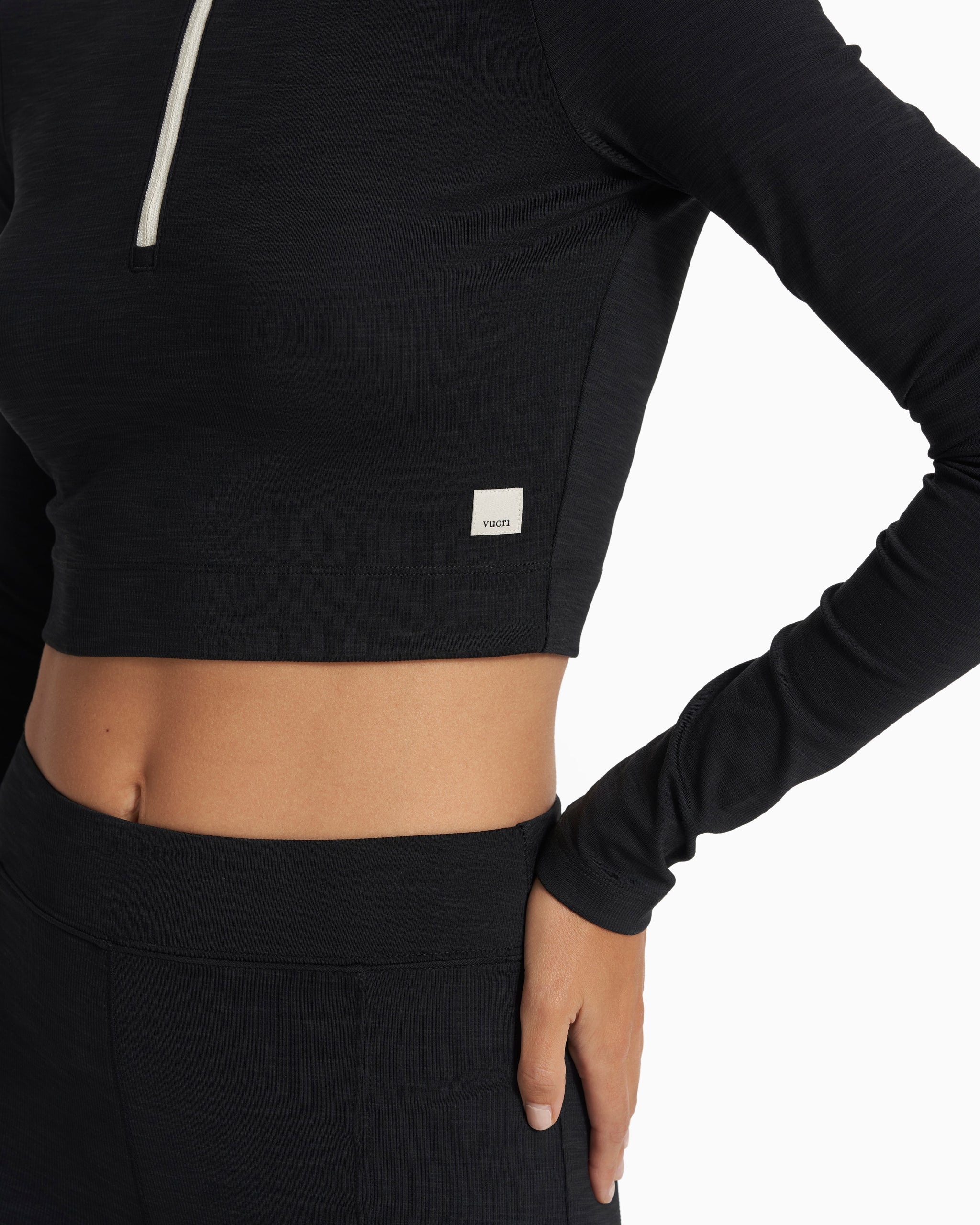 Lux Rib Half Zip | Black