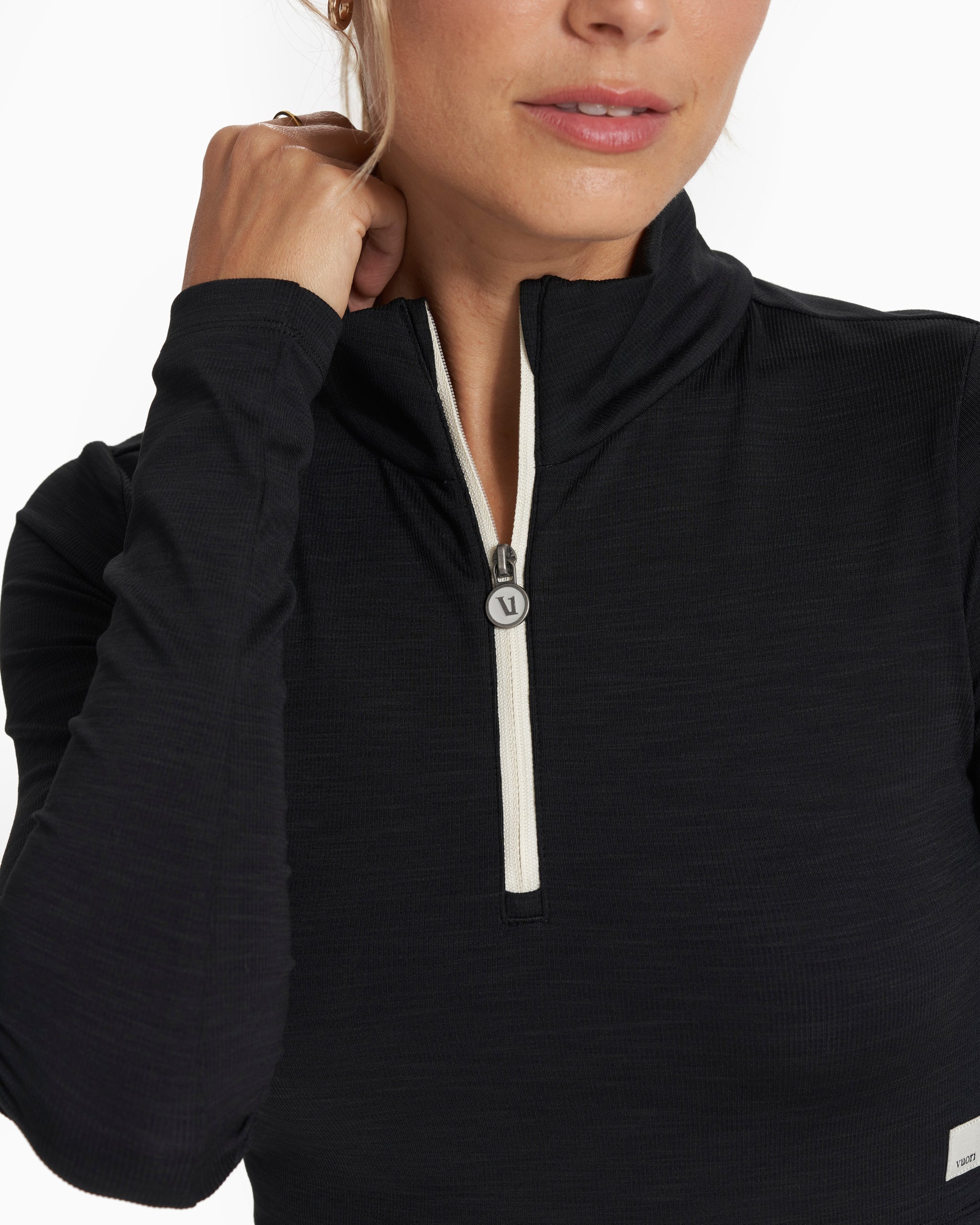 Lux Rib Half Zip | Black
