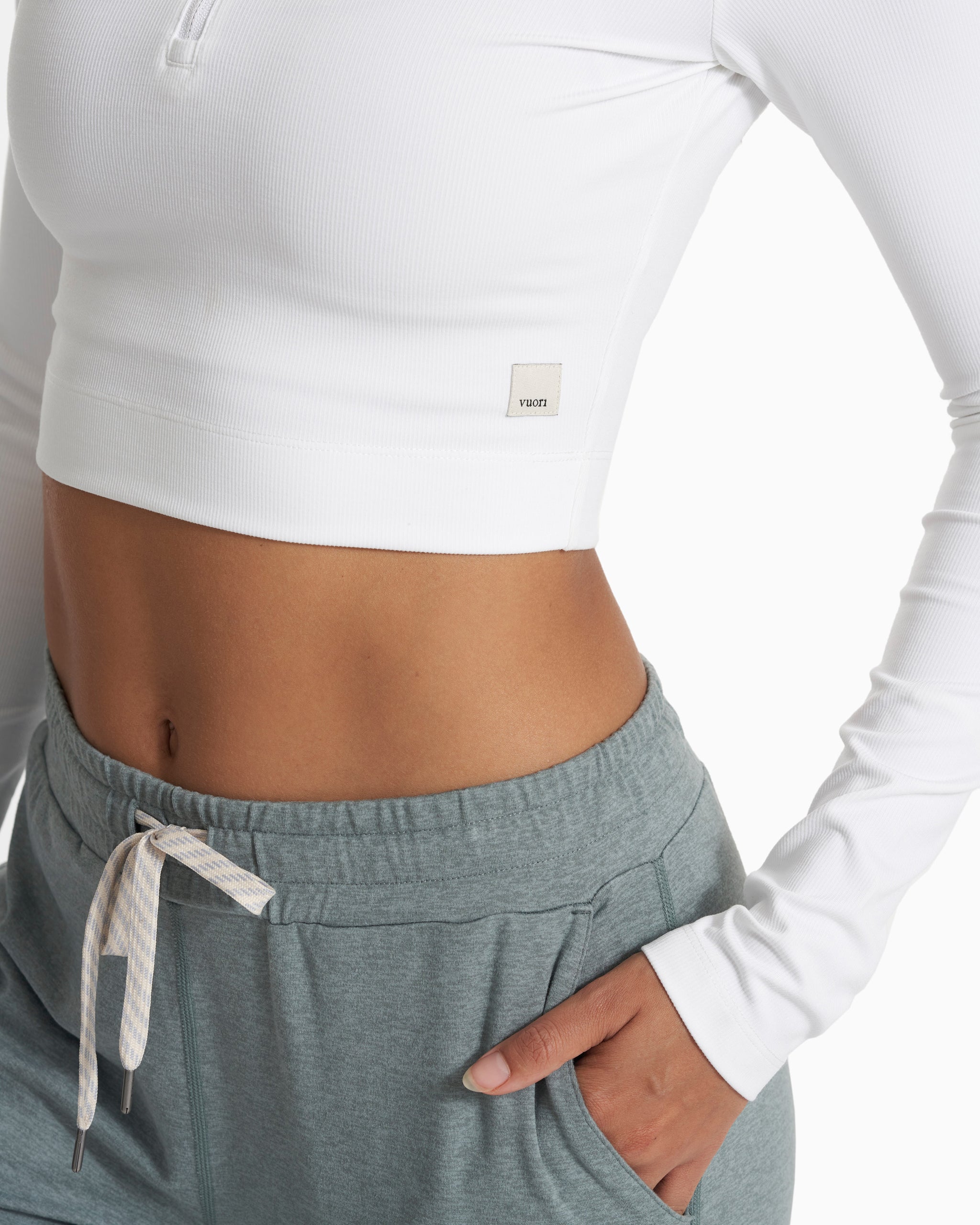 Lux Rib Half Zip | White