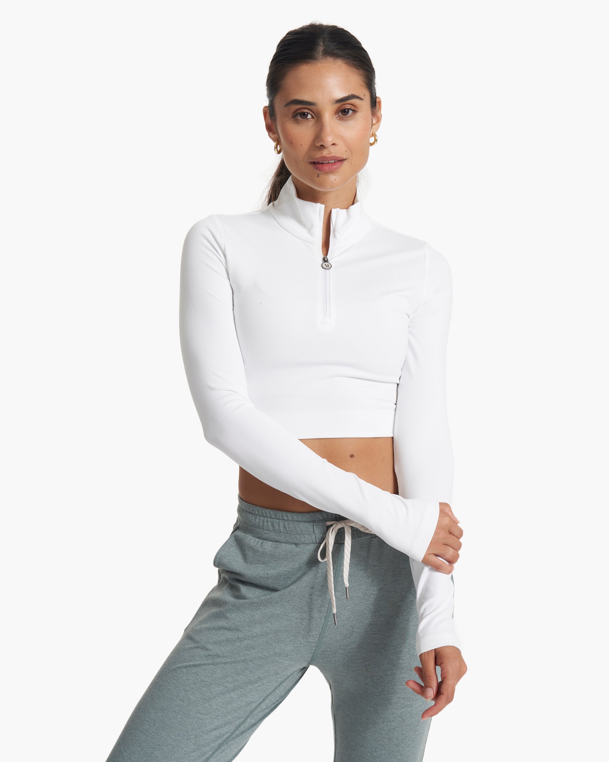 Lux Rib Half Zip | White