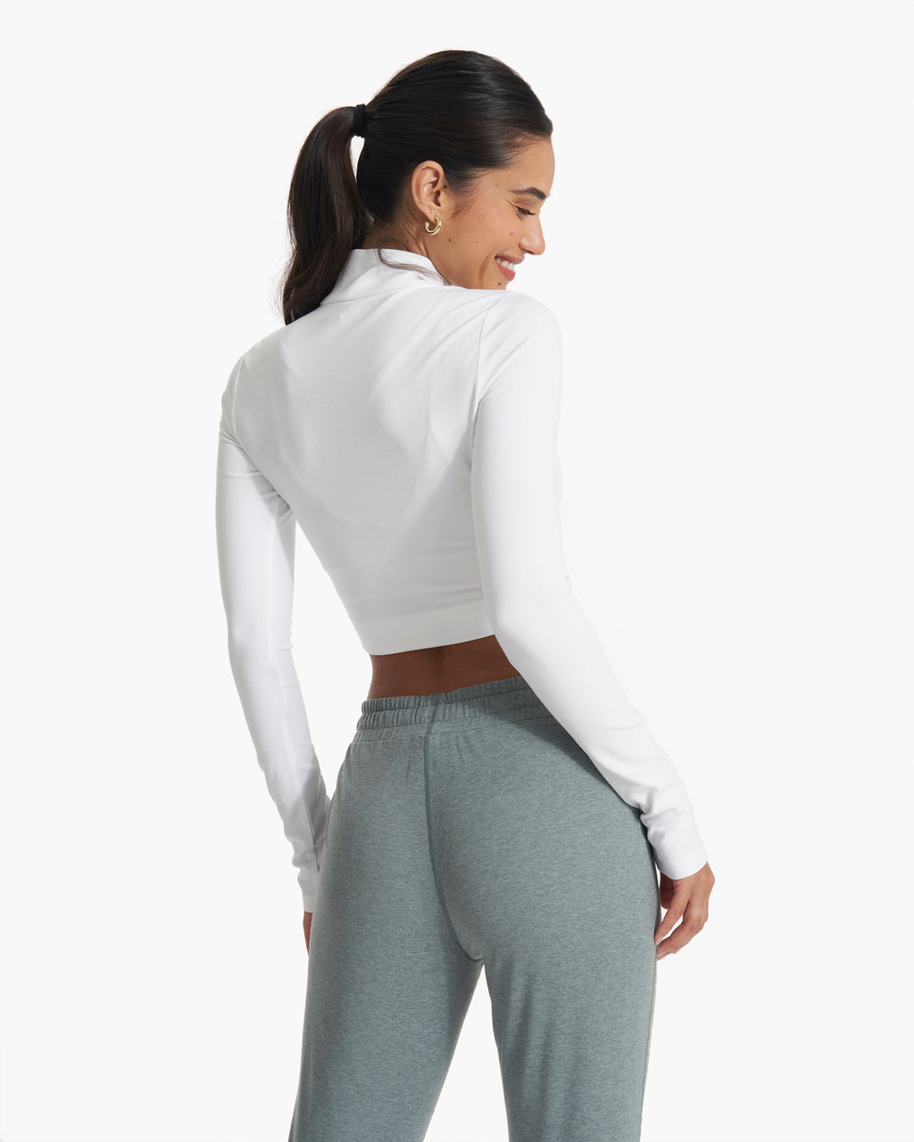 Lux Rib Half Zip | White