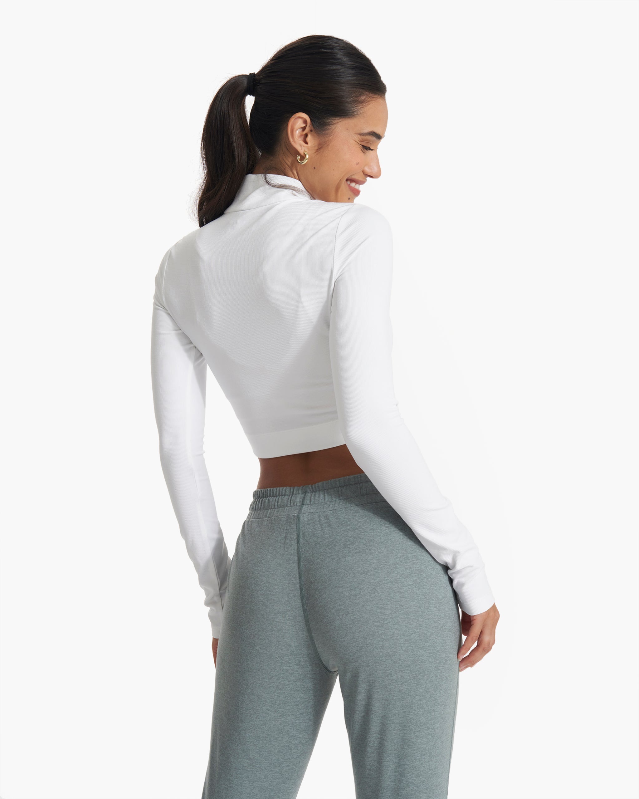 Lux Rib Half Zip | White