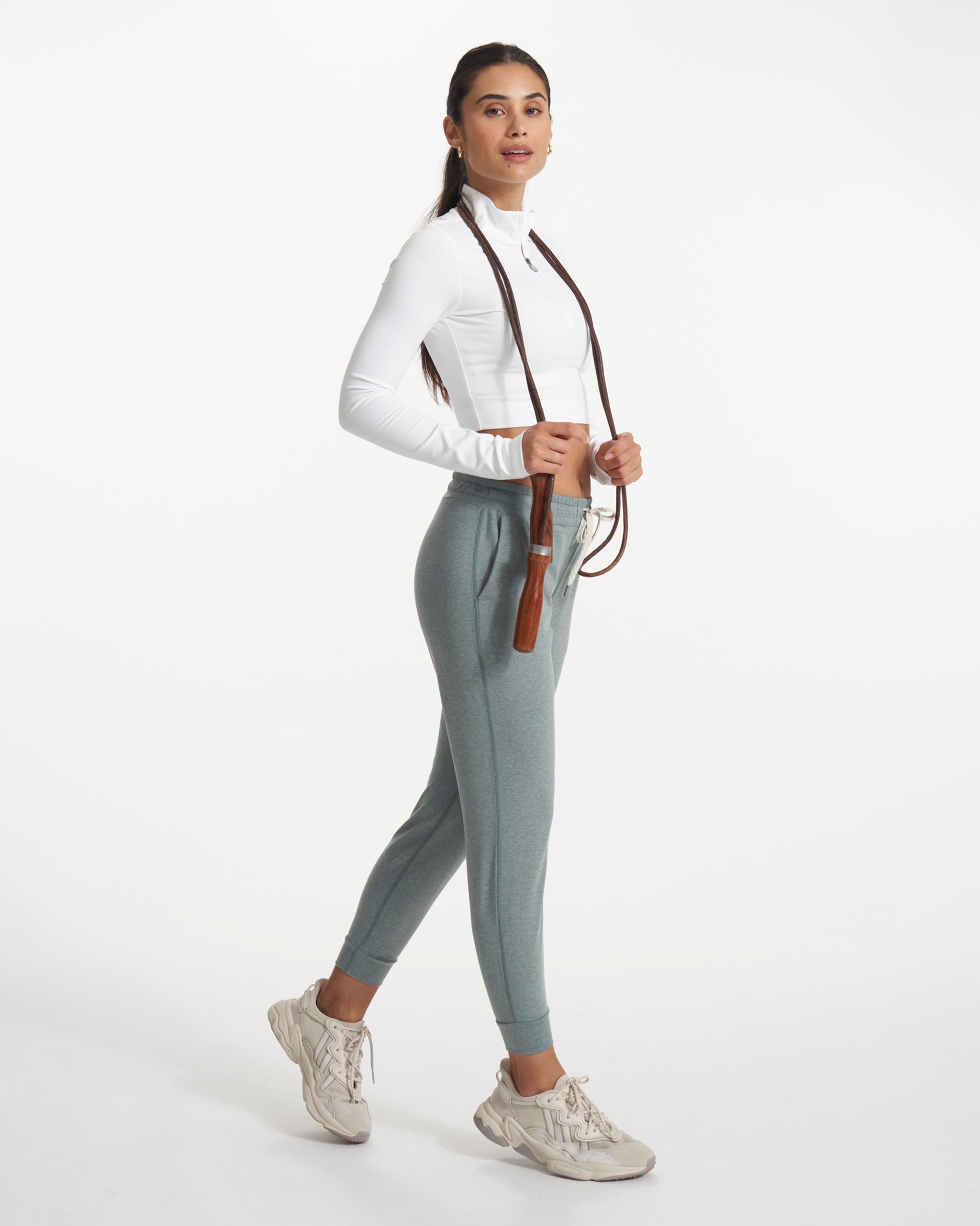 Lux Rib Half Zip | White