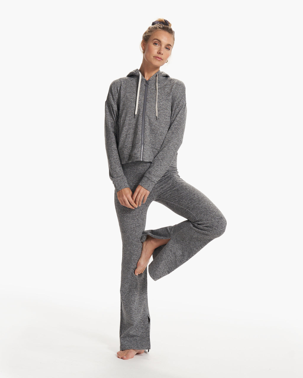 Granite Cropped Hoodie | Heather Grey