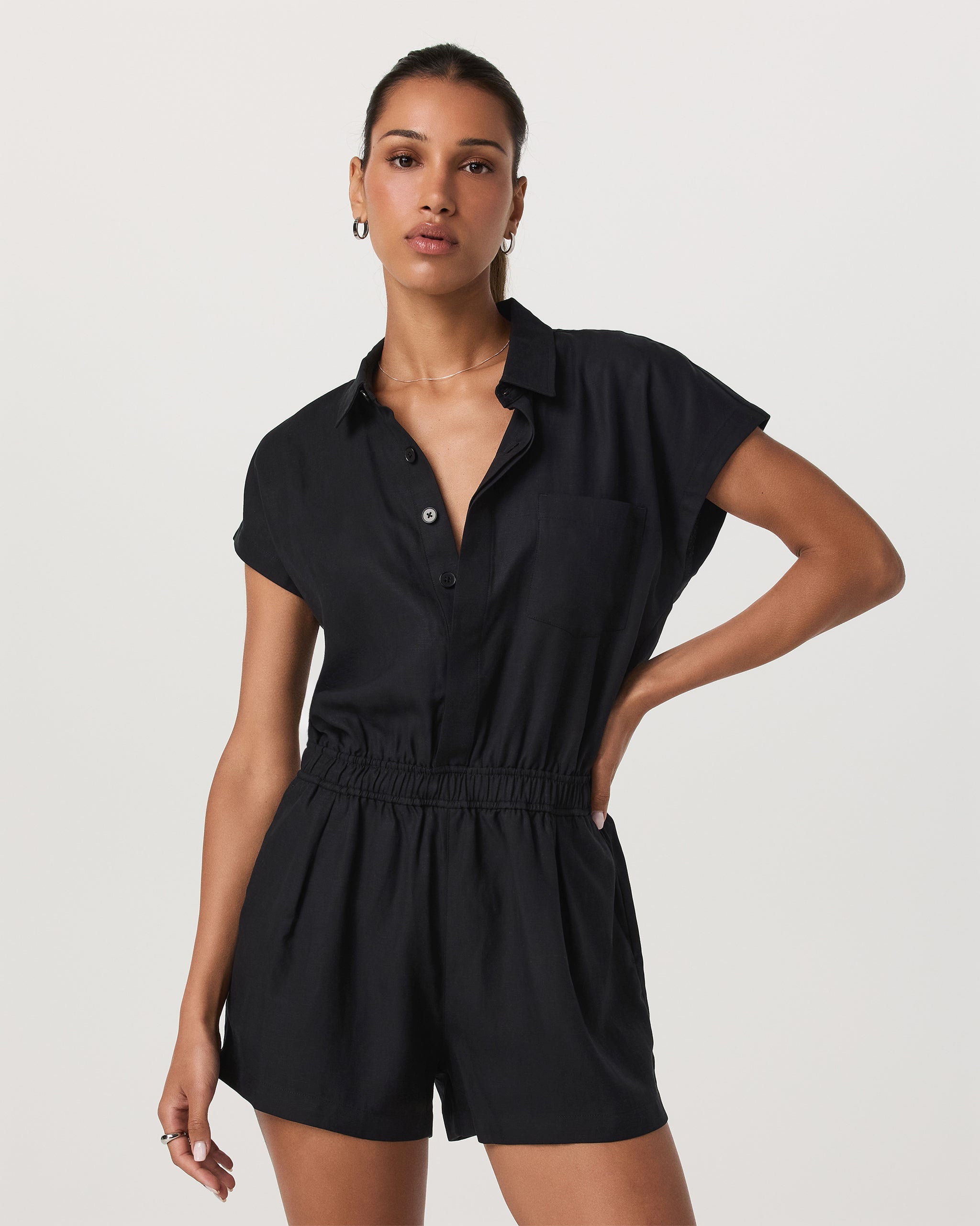 Trestles Twill Romper | Black