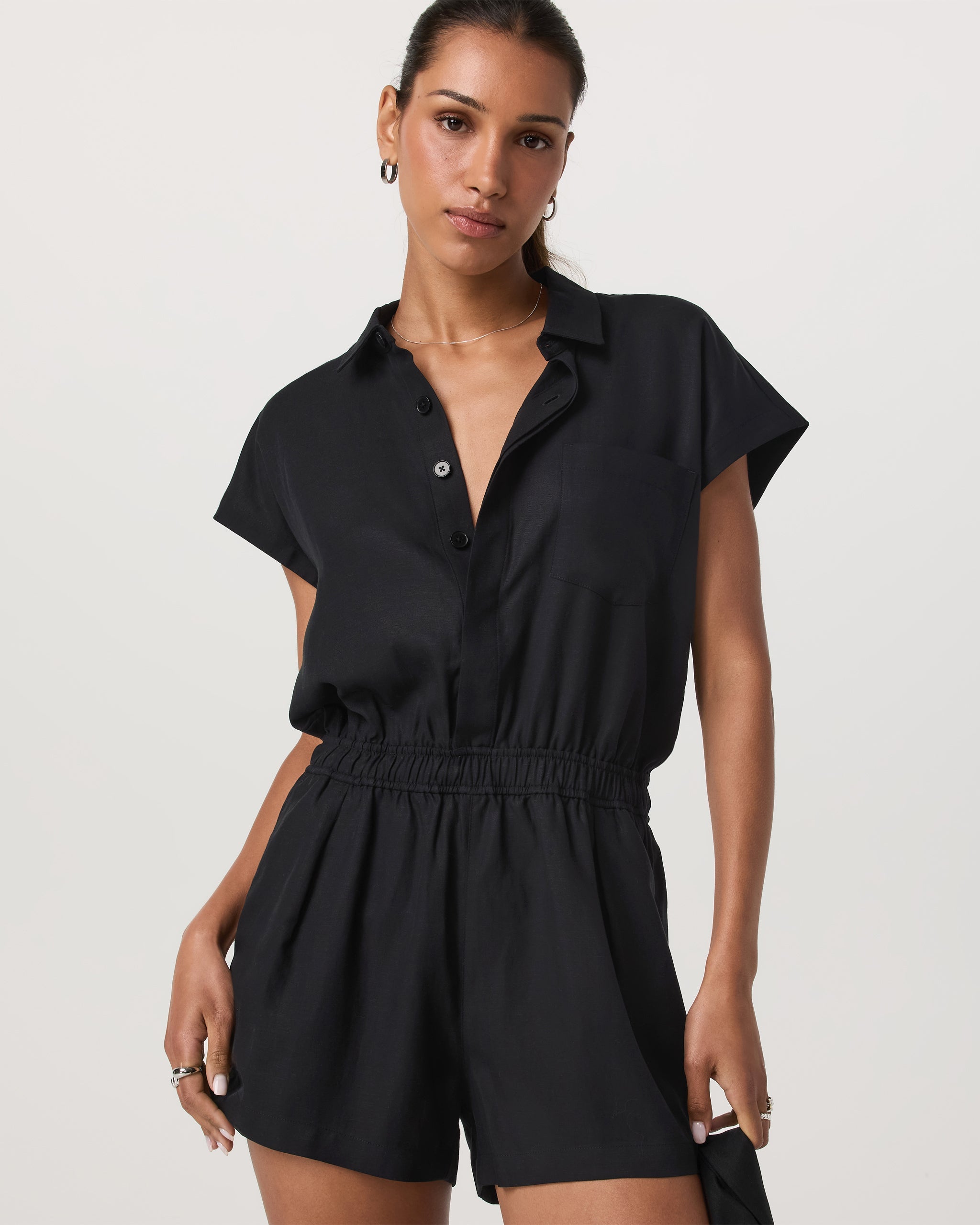 Trestles Twill Romper | Black