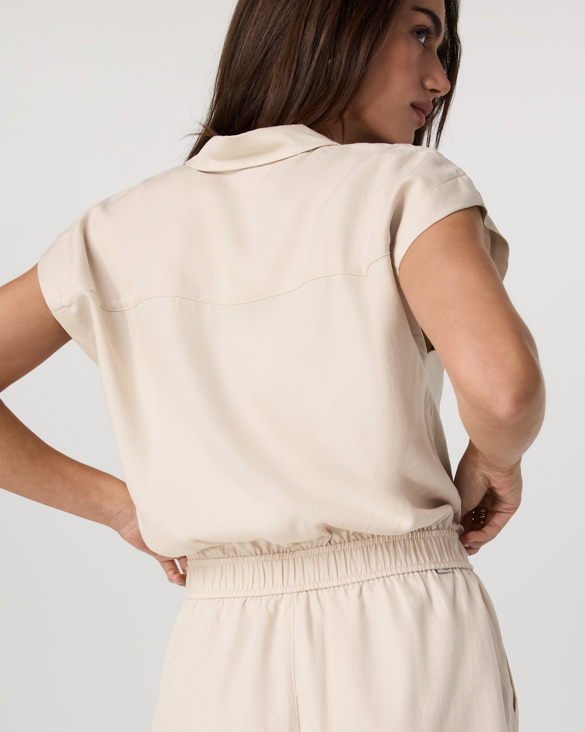 Trestles Twill Romper | Sand Dollar