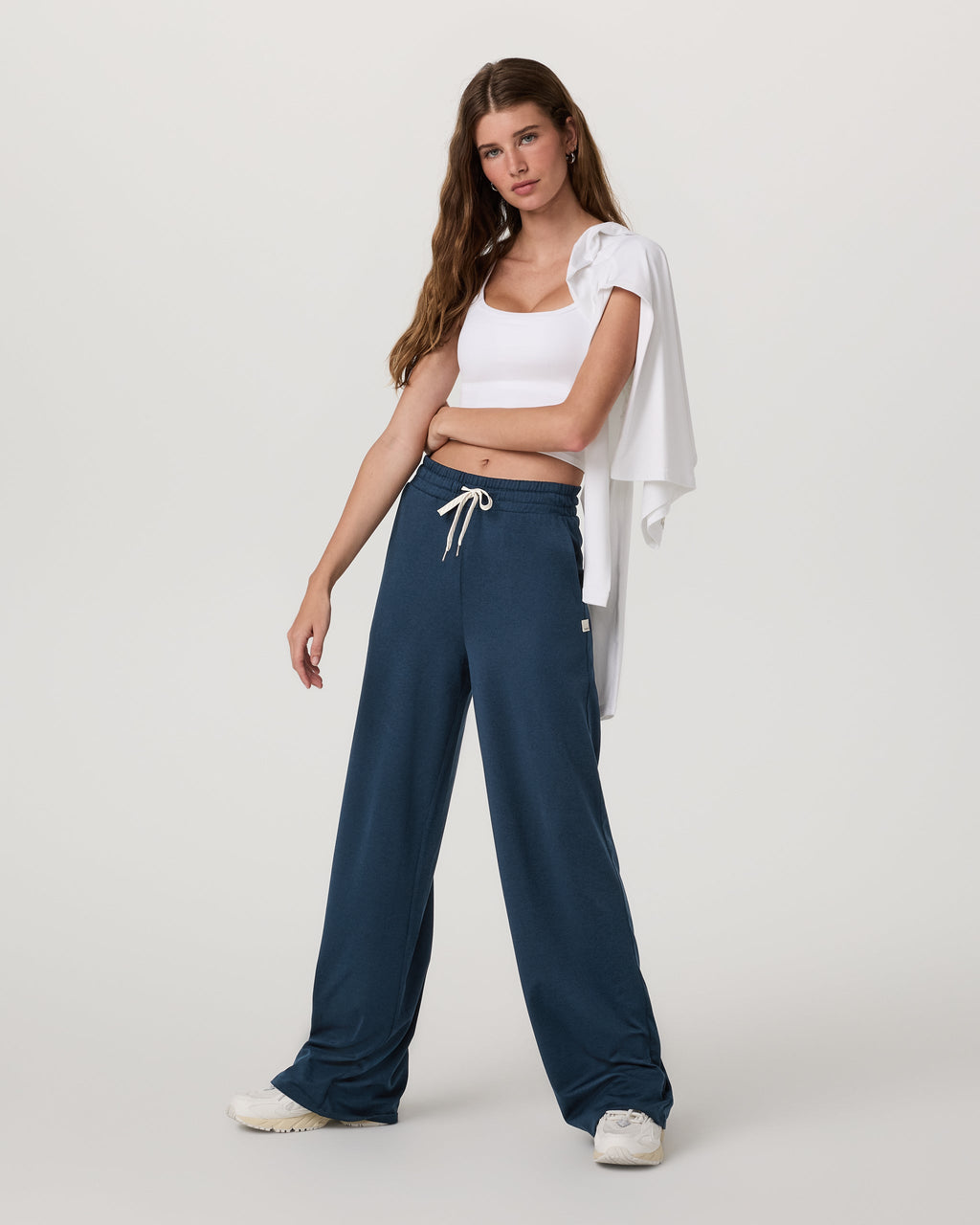Halo Essential Wideleg Pant - Short | Blue Coast Heather