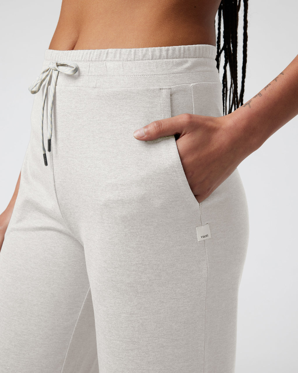 Halo Essential Wideleg Pant - Long | Ecru Heather