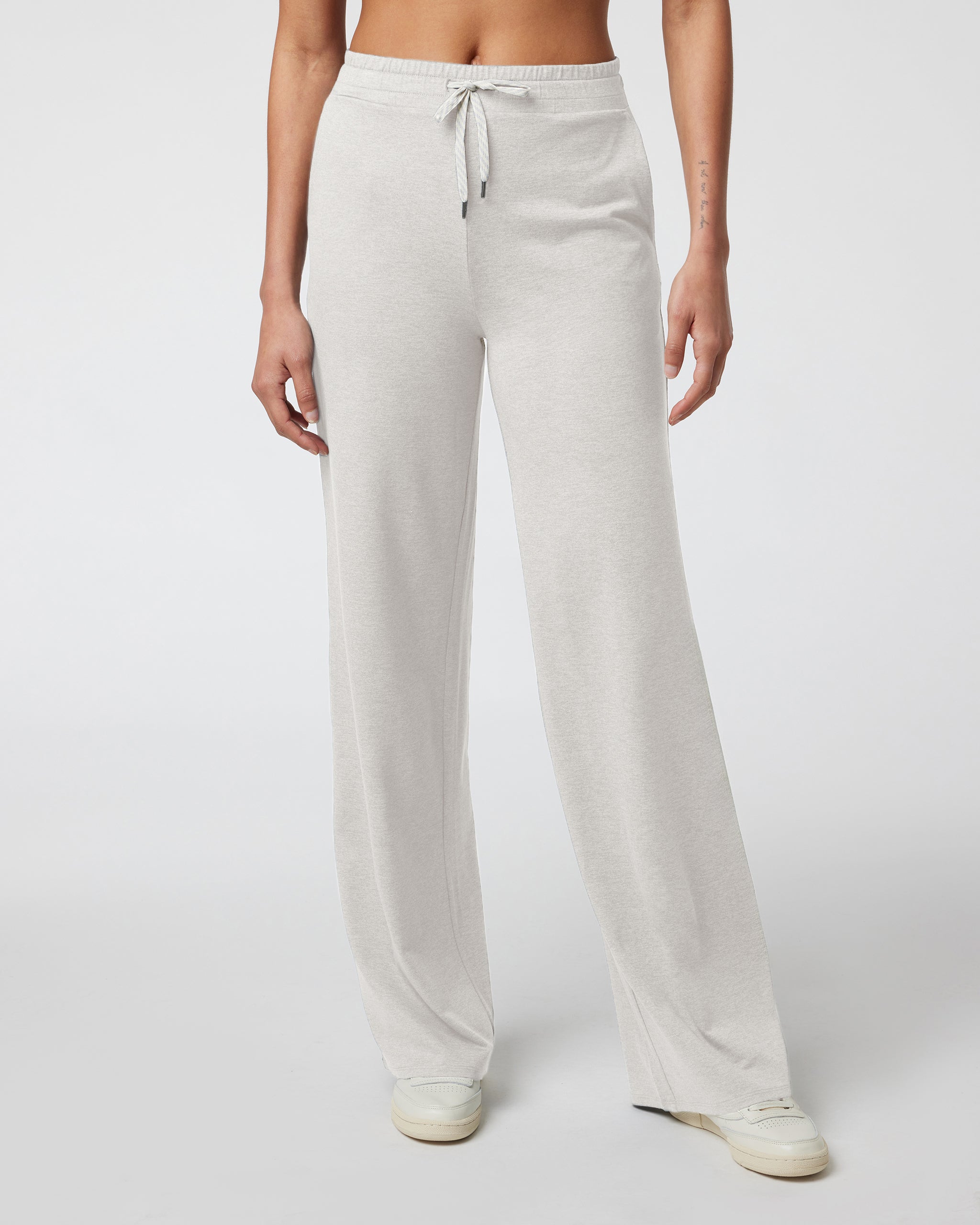 Halo Essential Wideleg Pant - Long | Ecru Heather