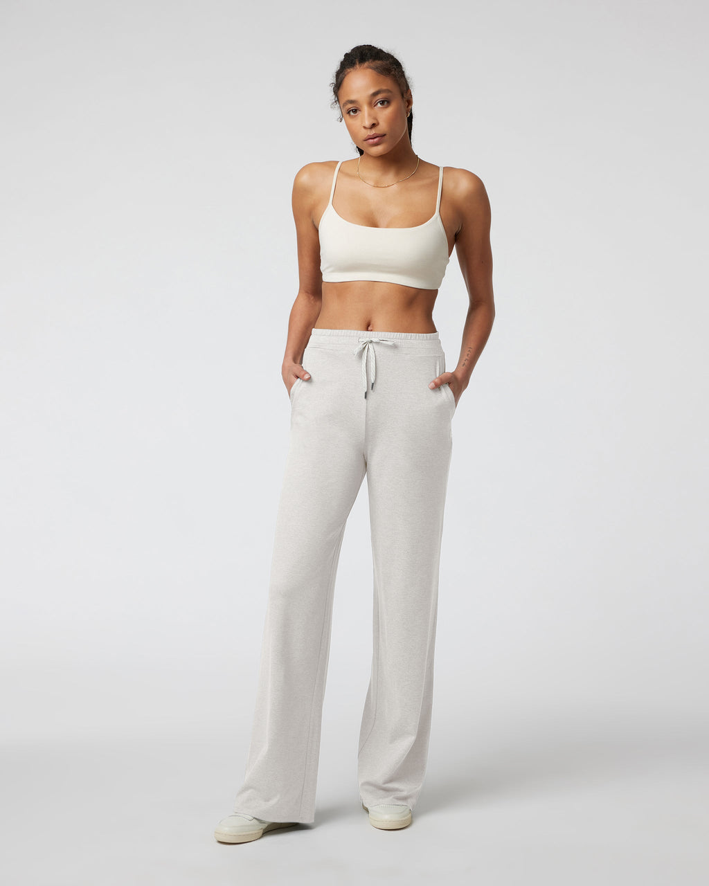 Halo Essential Wideleg Pant - Long | Ecru Heather