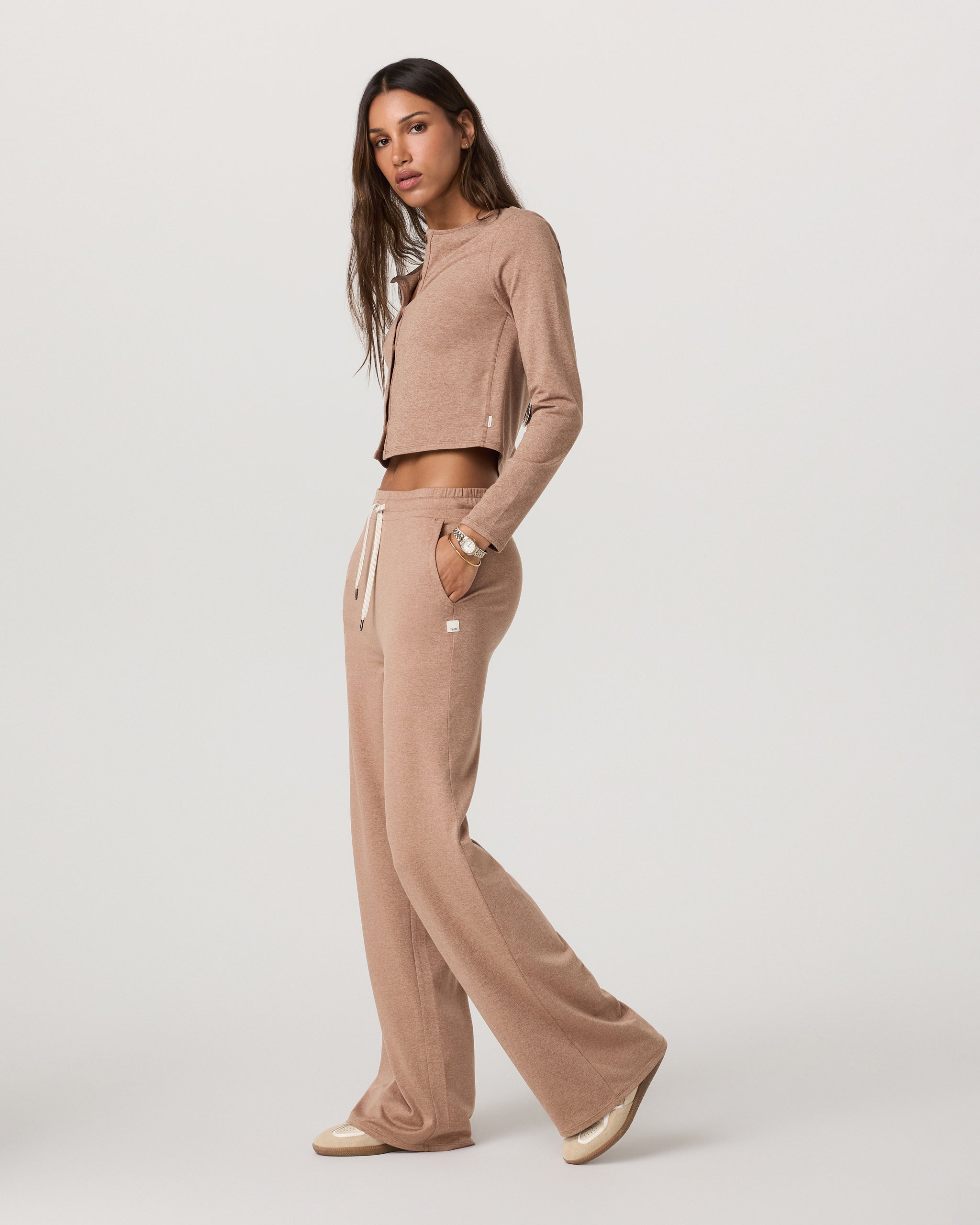Halo Essential Wideleg Pant - Long | Nutmeg Heather