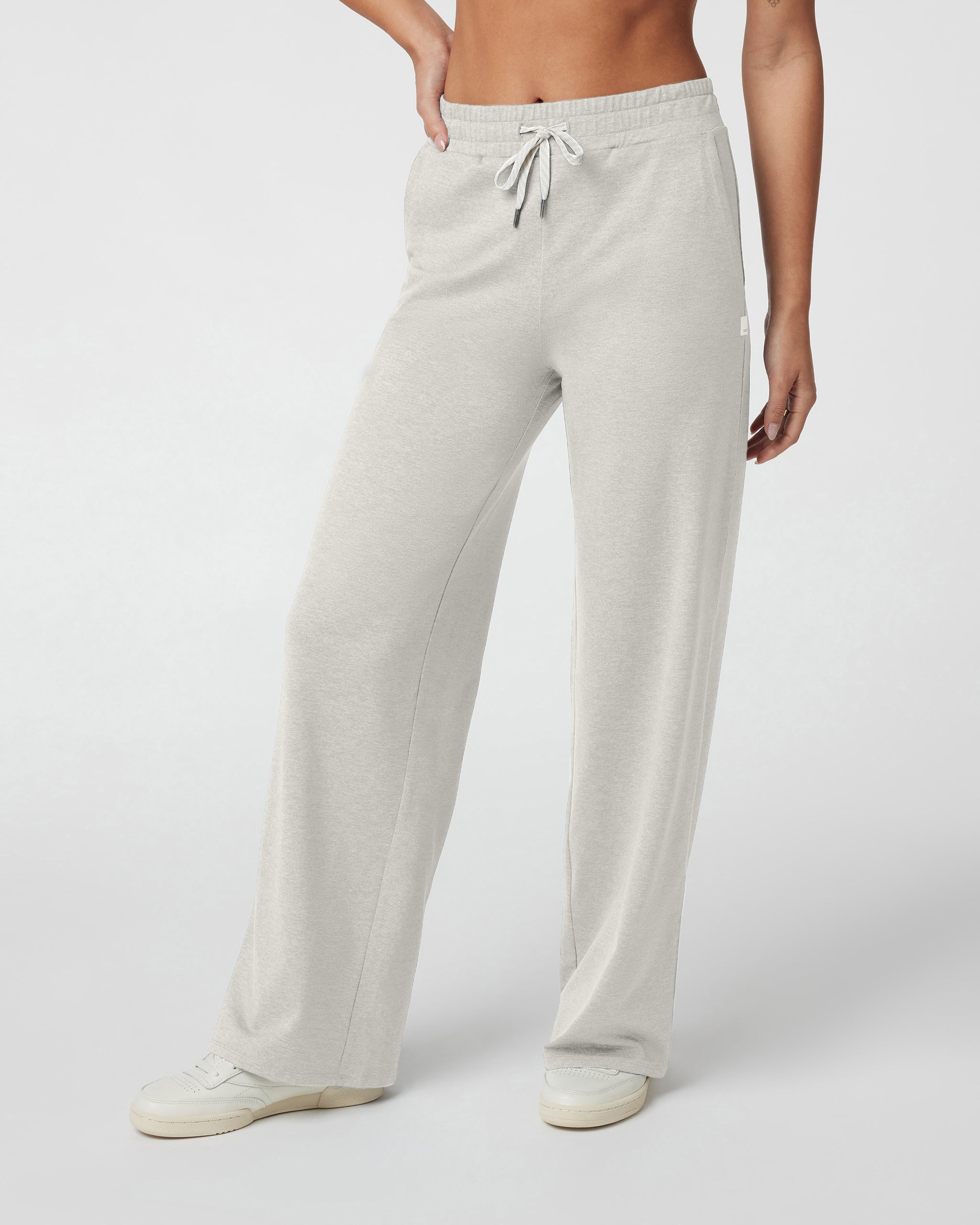 Halo Essential Wideleg Pant - Short | Ecru Heather