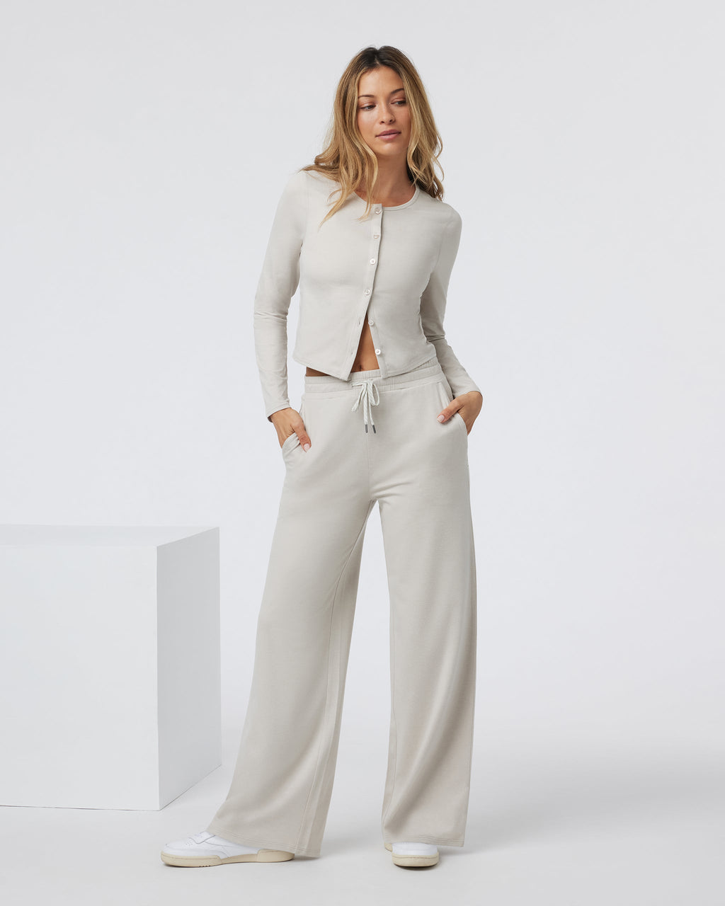Halo Essential Wideleg Pant | Ecru Heather