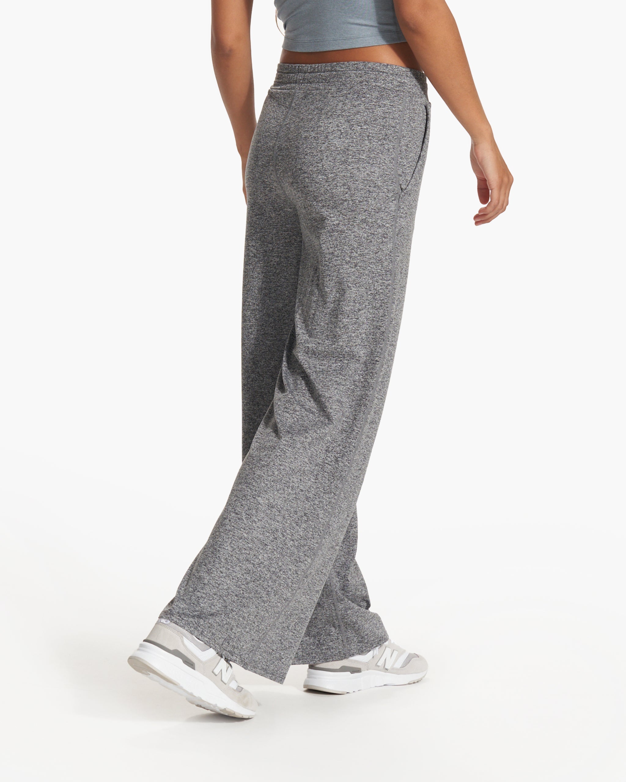 Halo Essential Wideleg Pant - Short | Heather Grey