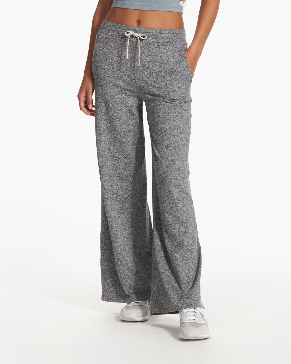 Halo Essential Wideleg Pant - Short | Heather Grey