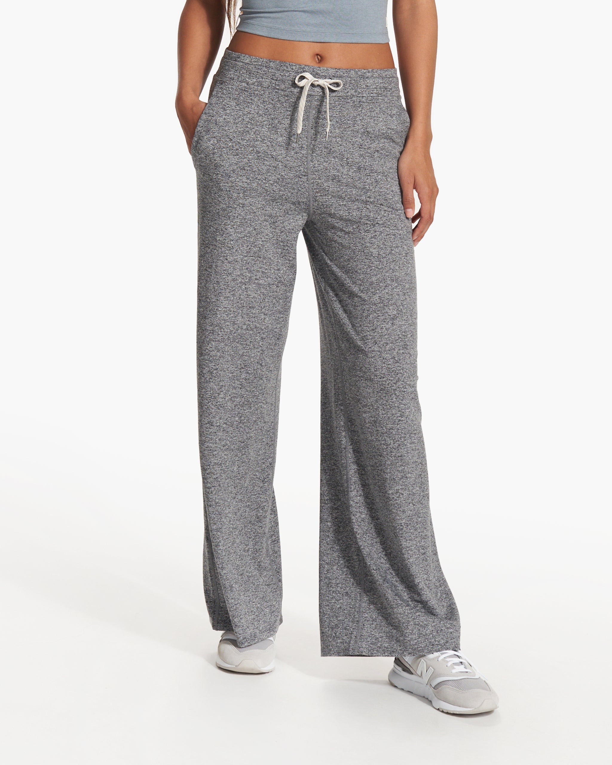 Halo Essential Wideleg Pant - Long | Heather Grey
