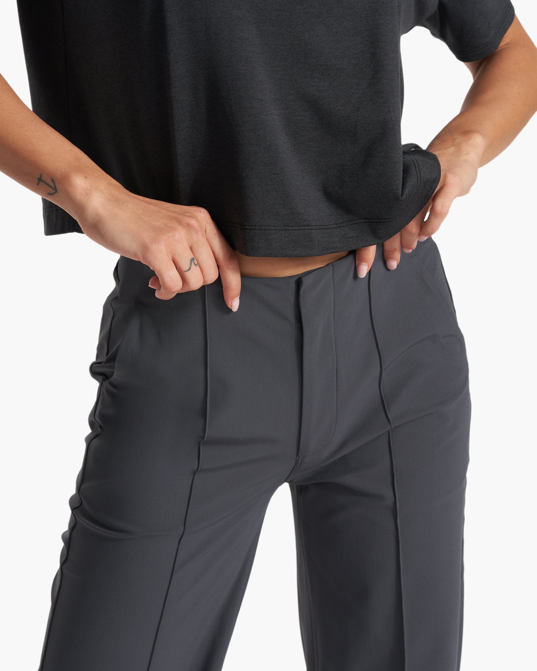 Womens Meta Wideleg Pant - Long | Charcoal