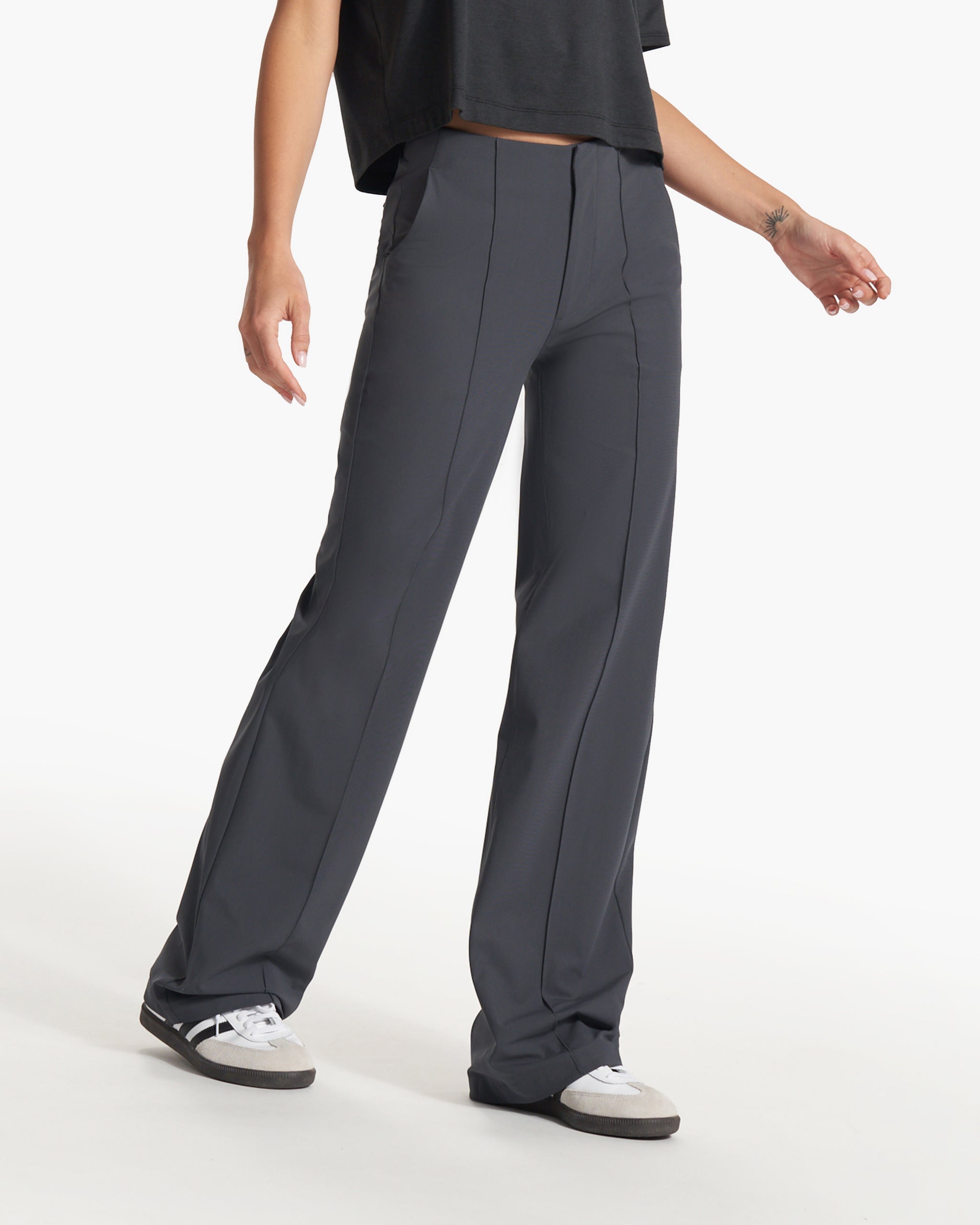 Womens Meta Wideleg Pant - Long | Charcoal
