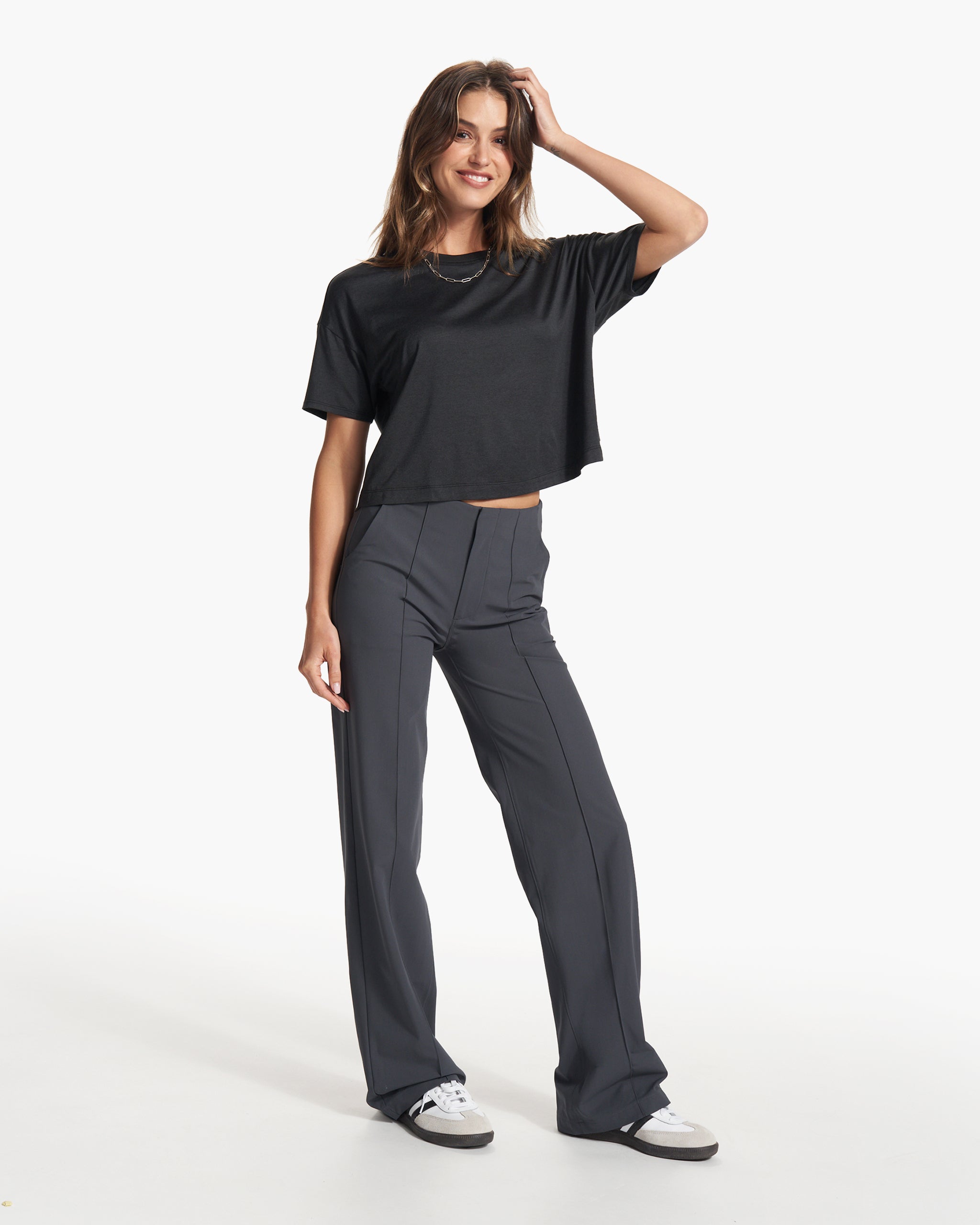 Womens Meta Wideleg Pant - Long | Charcoal