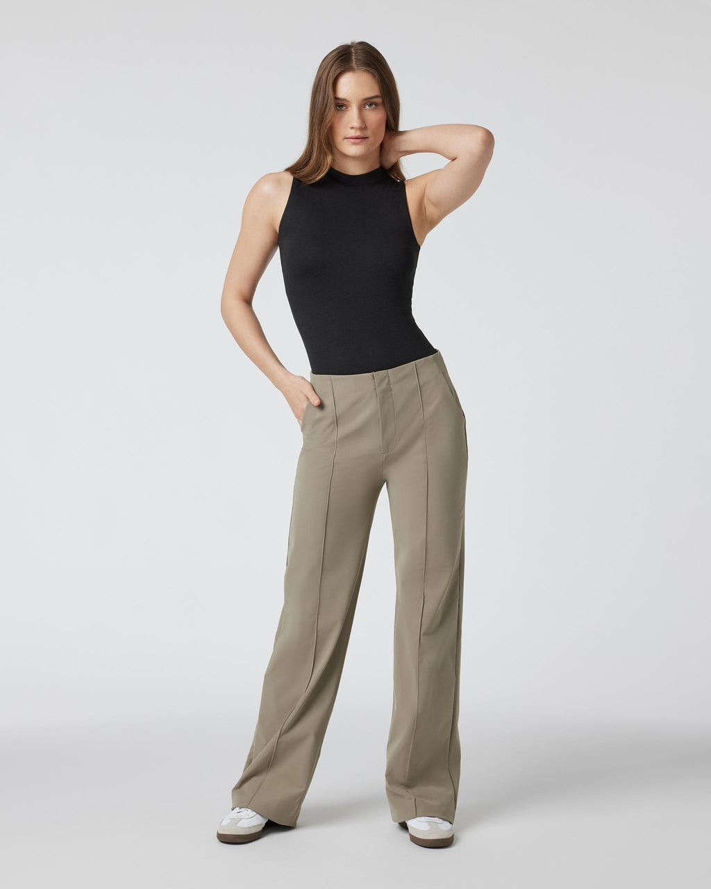 Womens Meta Wideleg Pant - Long | Taupe