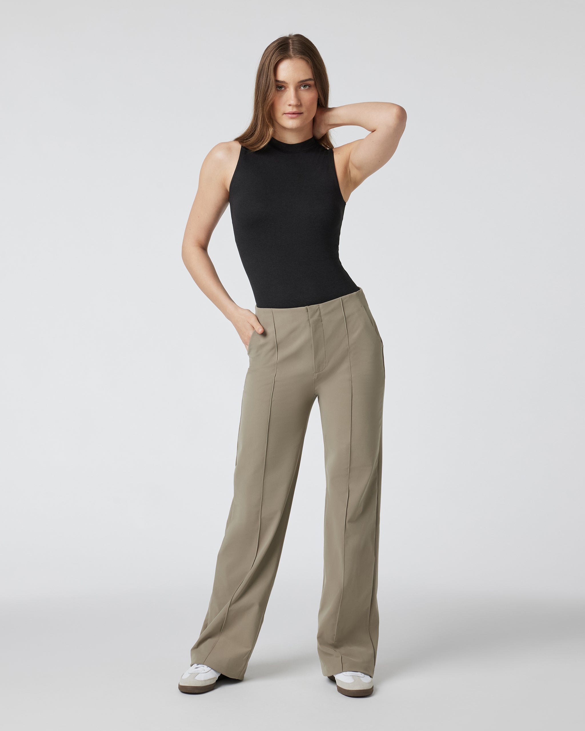 Womens Meta Wideleg Pant - Long | Taupe