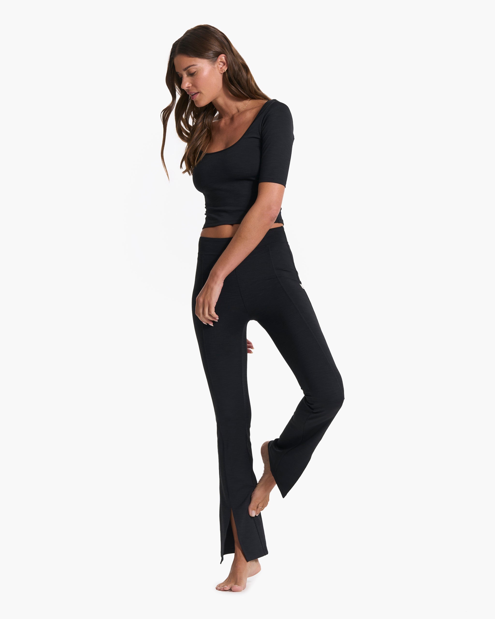 Lux Rib Split Bootcut | Black