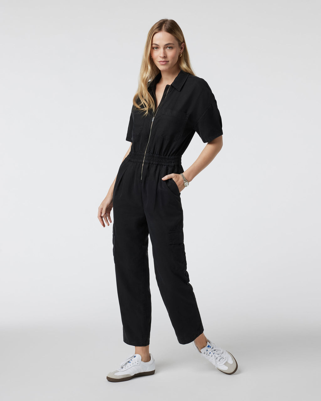 Short Sleeve Coastline Jumpsuit | Black