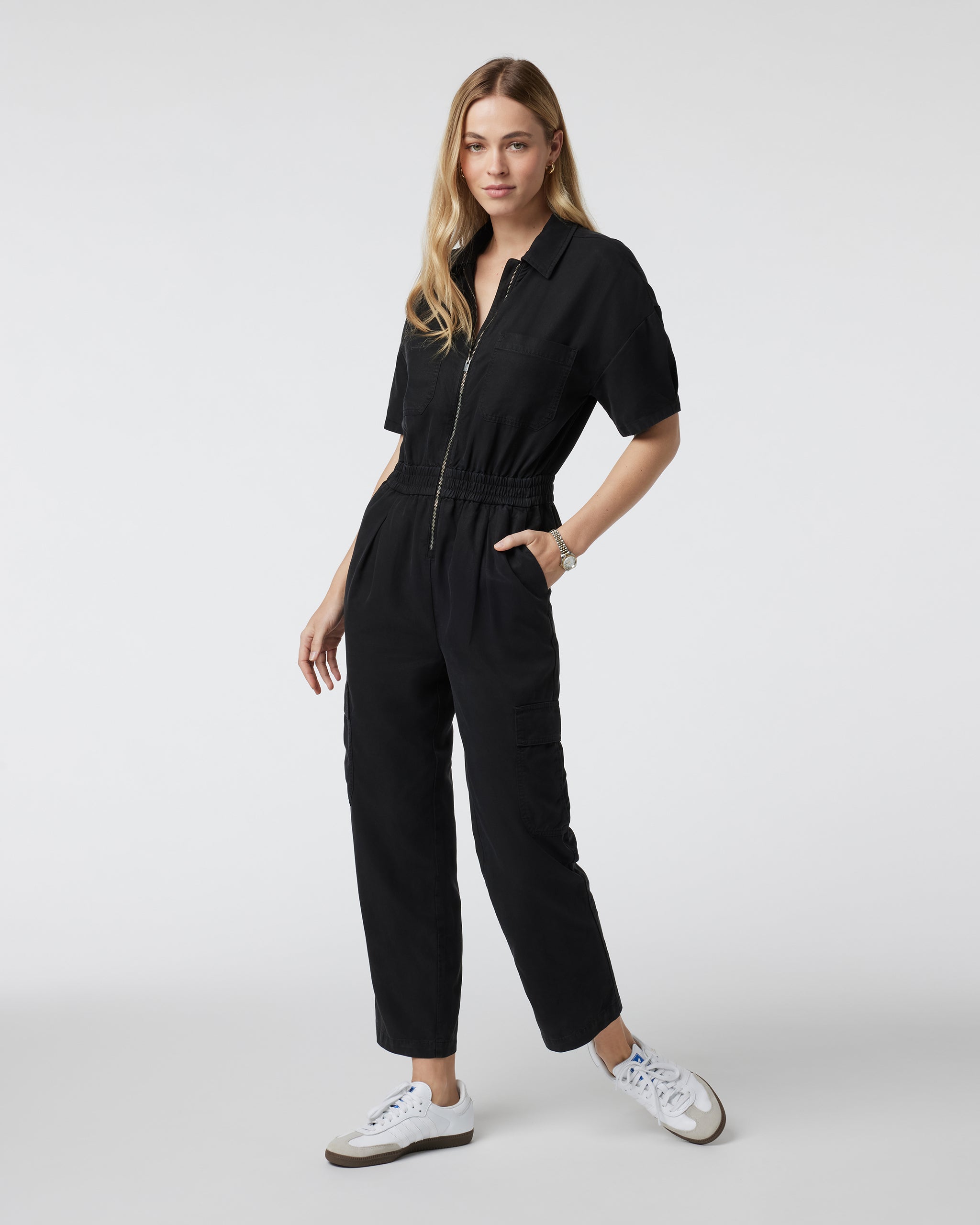 Short Sleeve Coastline Jumpsuit | Black