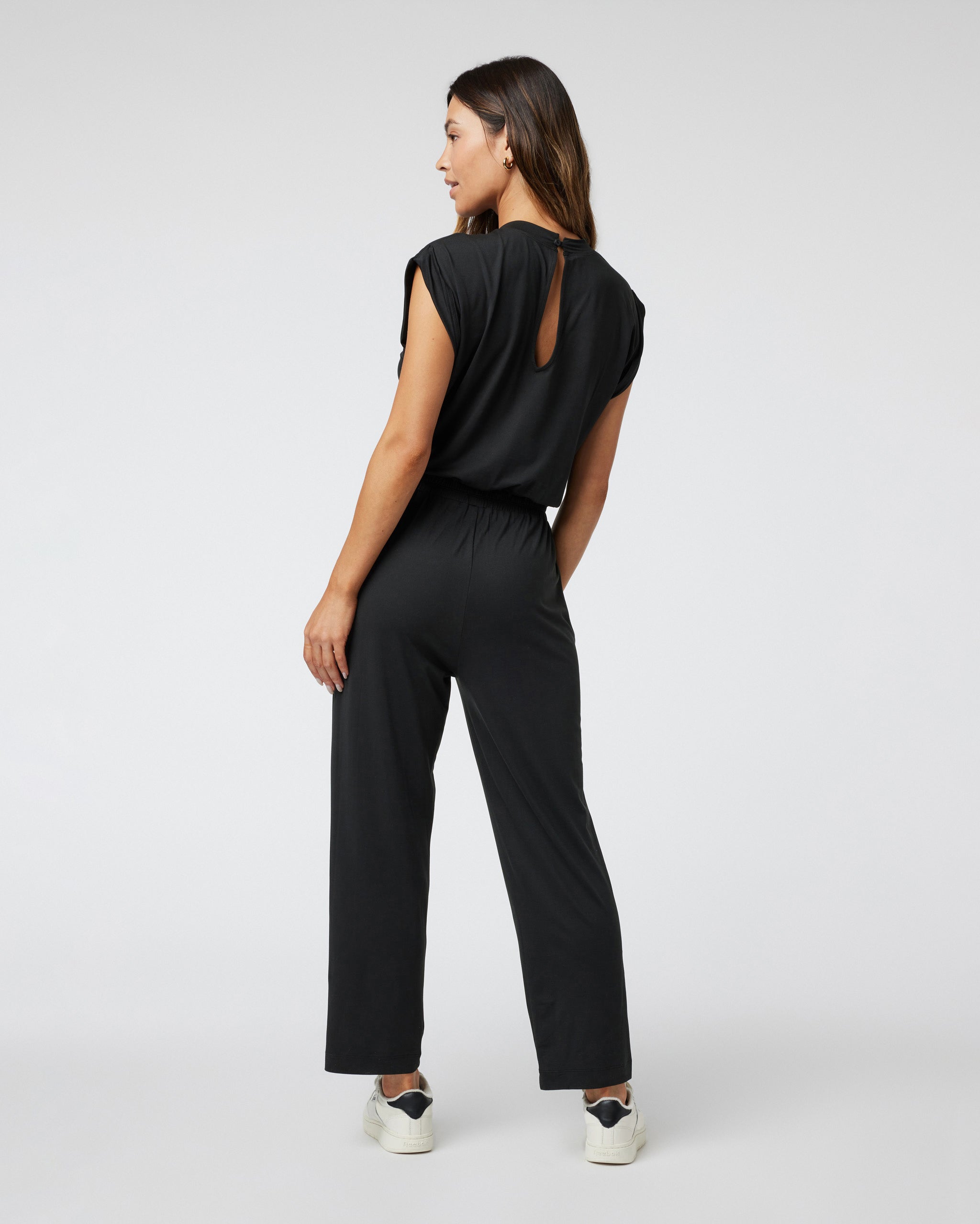 Short Sleeve Lux Crew Jumpsuit | Black