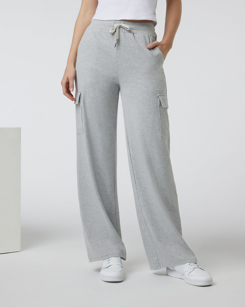 Halo Essential Cargo Wideleg | Pale Grey Heather