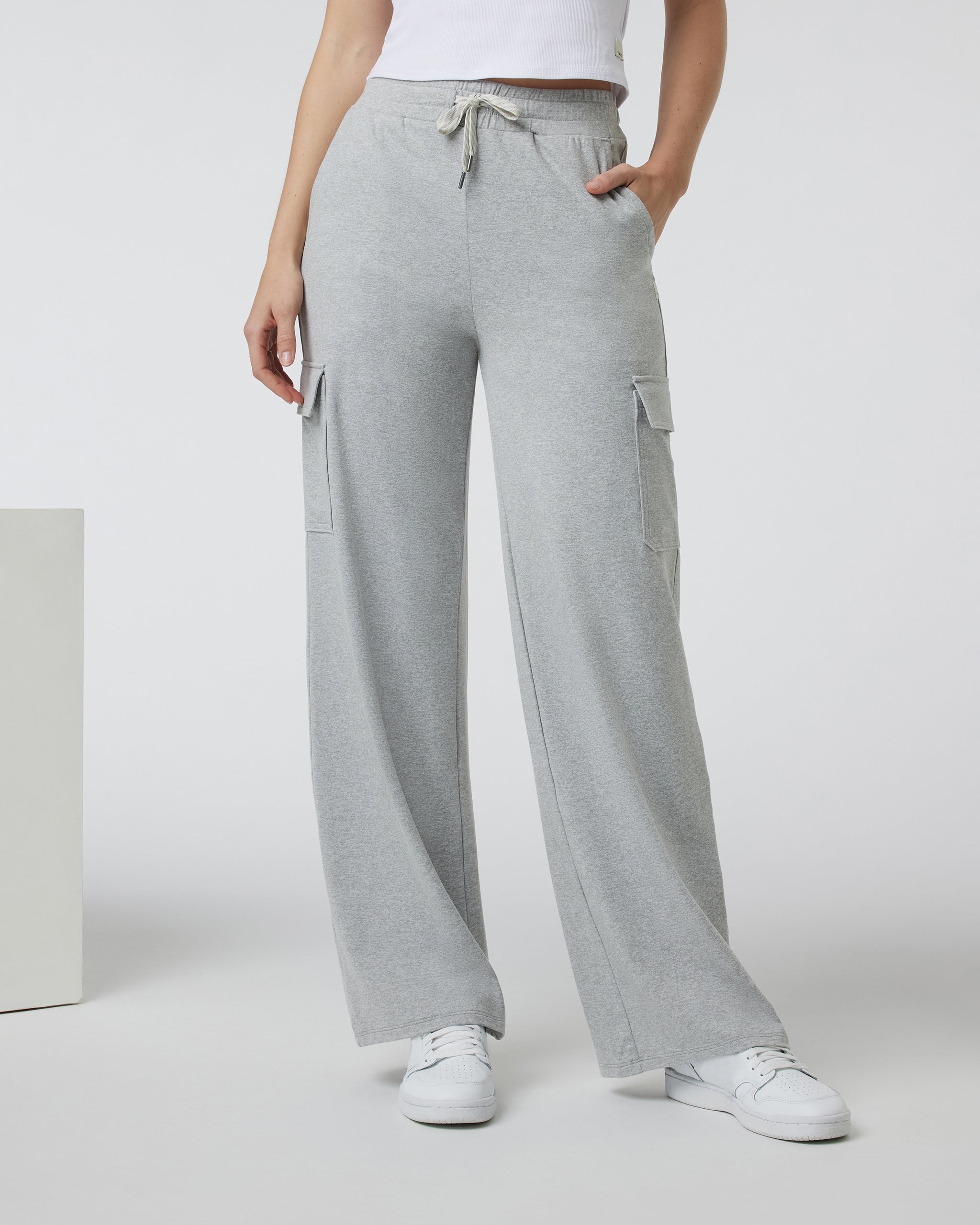 Halo Essential Cargo Wideleg | Pale Grey Heather