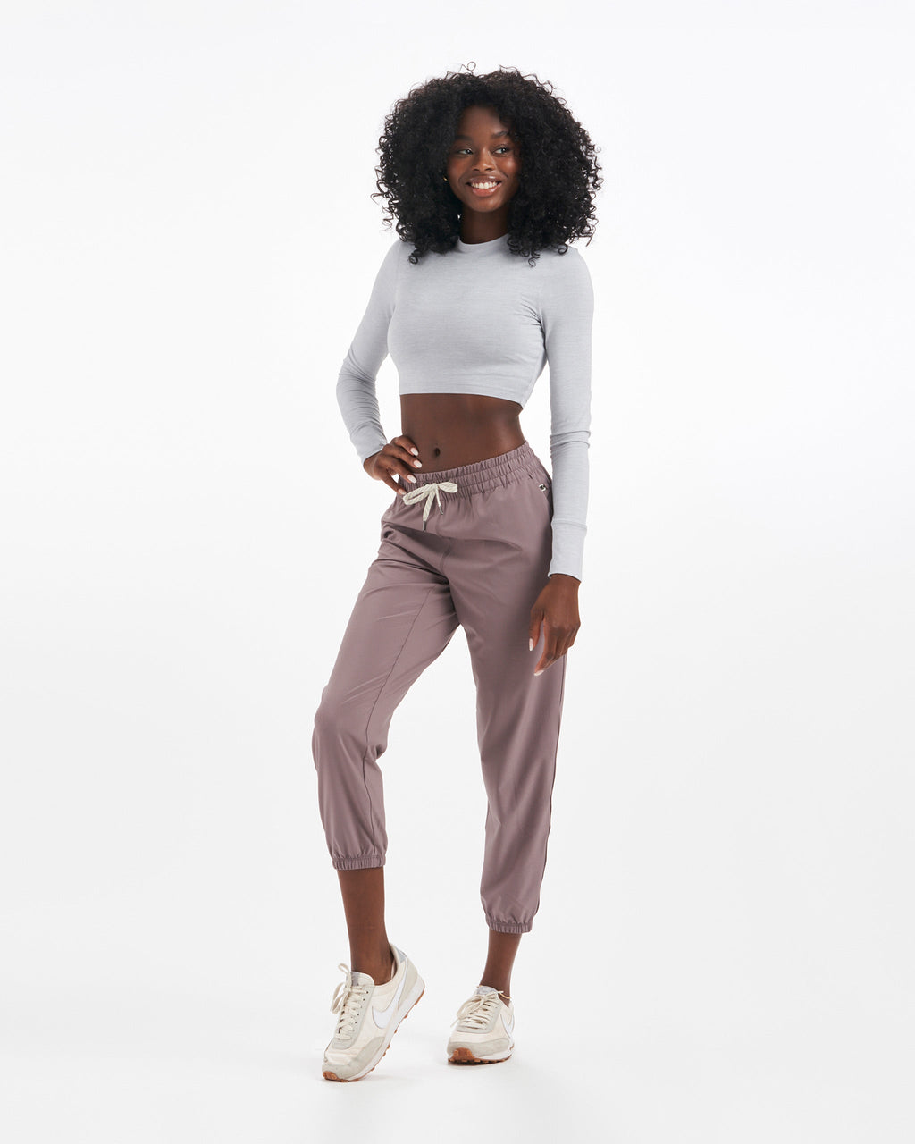 Long-Sleeve Lux Crop Tee | Platinum Heather