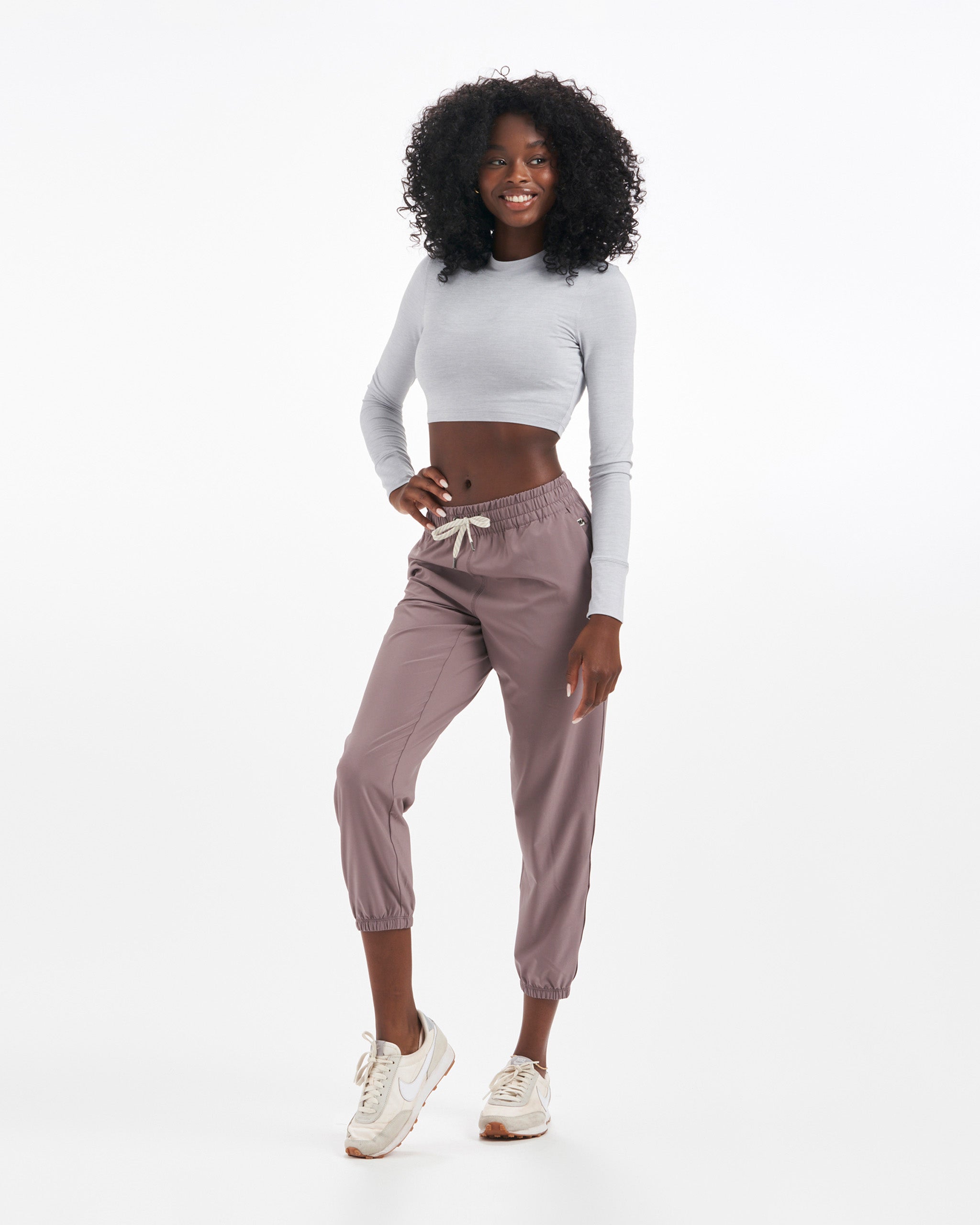 Long-Sleeve Lux Crop Tee | Platinum Heather