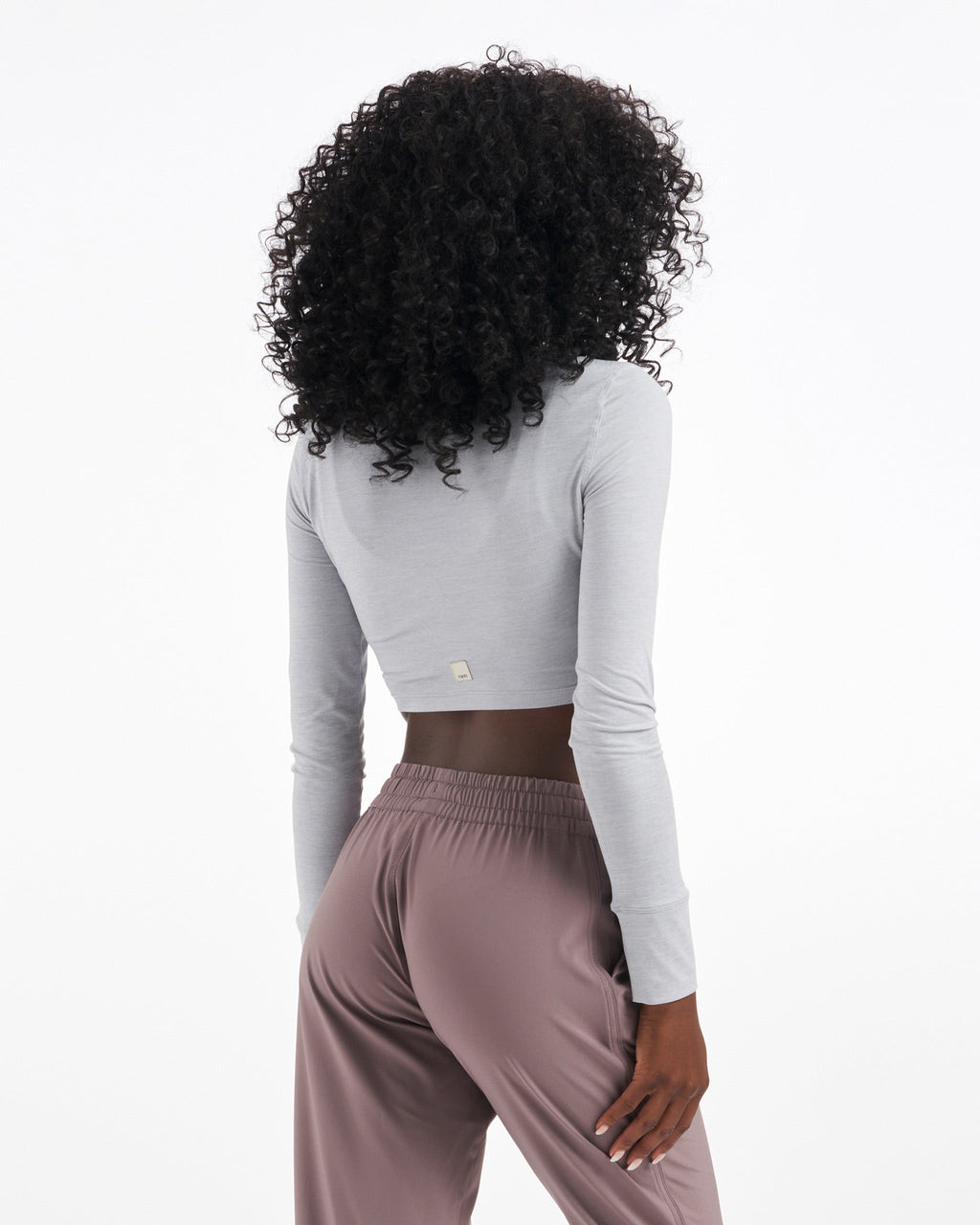 Long-Sleeve Lux Crop Tee | Platinum Heather